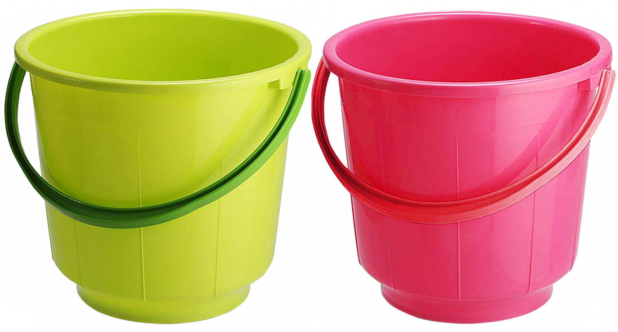 Kuber Industries  Unbreakable Strong Plastic Bathroom Bucket 13 Ltr (Green & Pink) -CTKTC37913