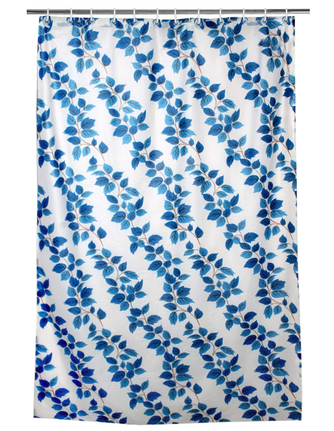 Kuber Industries 0.20mm Leaf Printed Stain Resistant, No Odor, Waterproof PVC AC Curtain With Hooks,7 Feet (Blue)