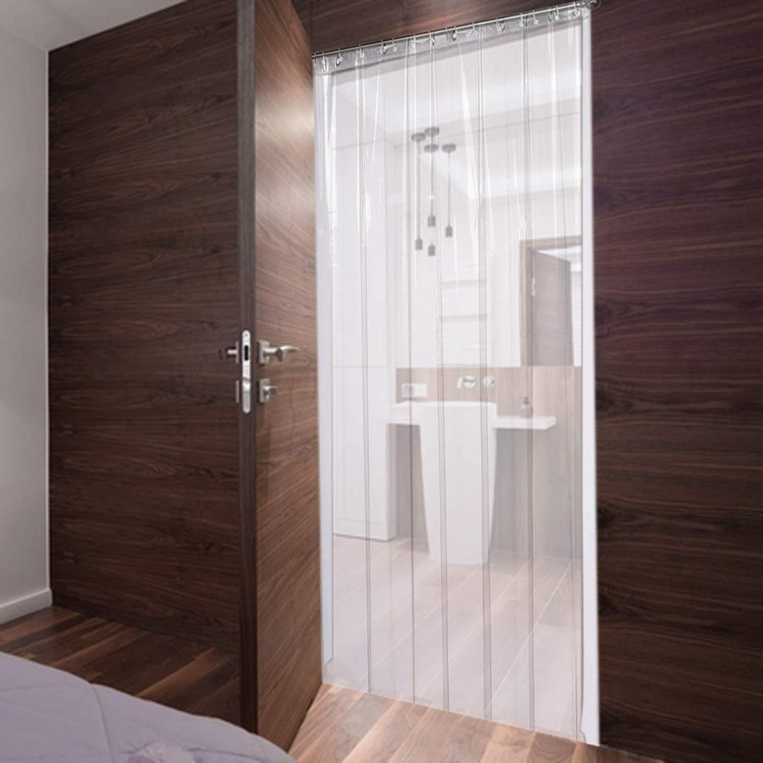 Kuber Industries 0.45MM Pack Of 2| Rings AC Curtain | PVC Door Window Curtain | Curtains for Door | Curtain for Bathroom | Waterproof Shower Curtain | 7 Feet| Transparent