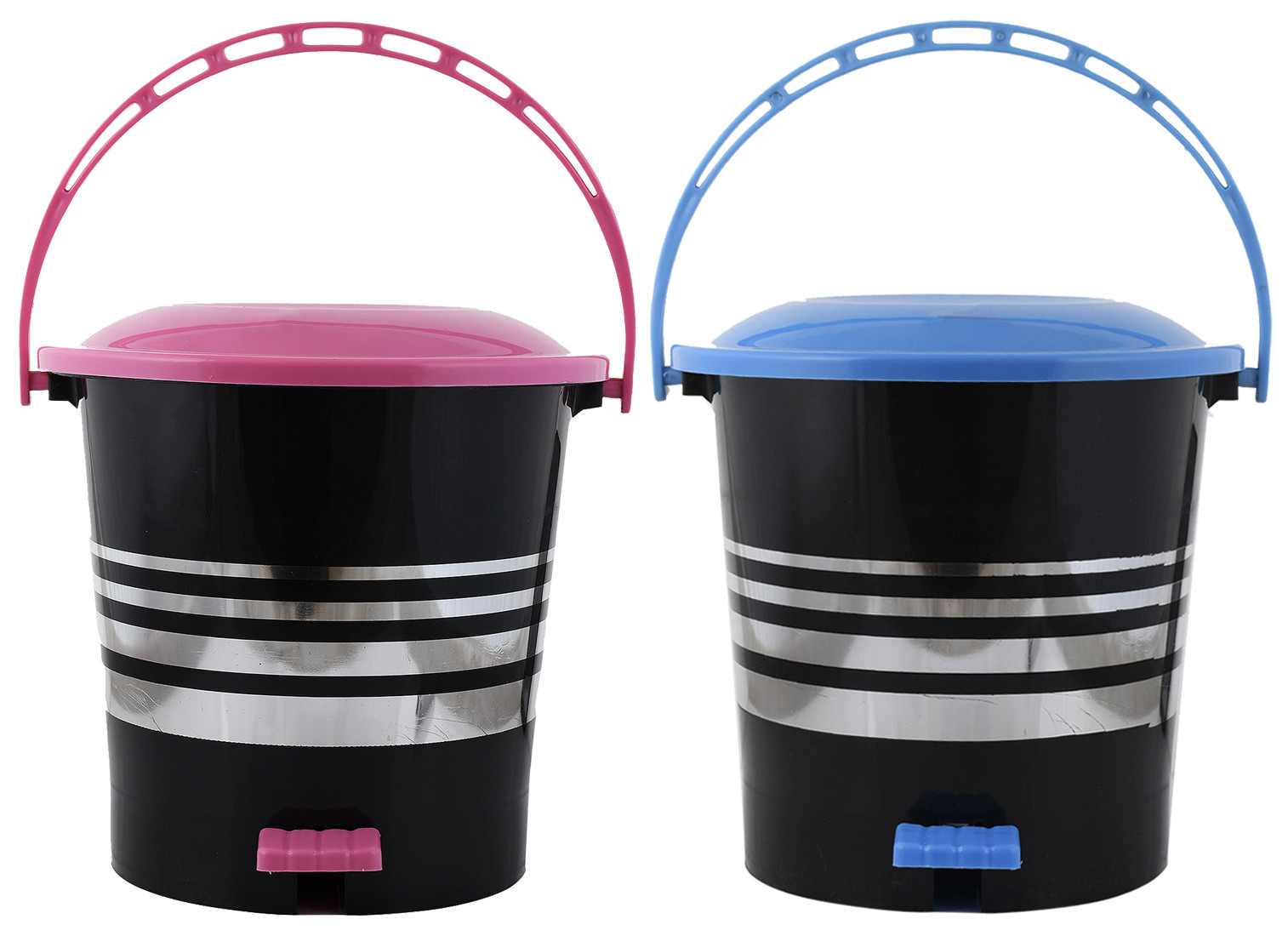 Kuber Industries 2 Pieces Plastic Dustbin Garbage Bin with Handle,10 Liters (Pink & Blue) -CTKTC38035