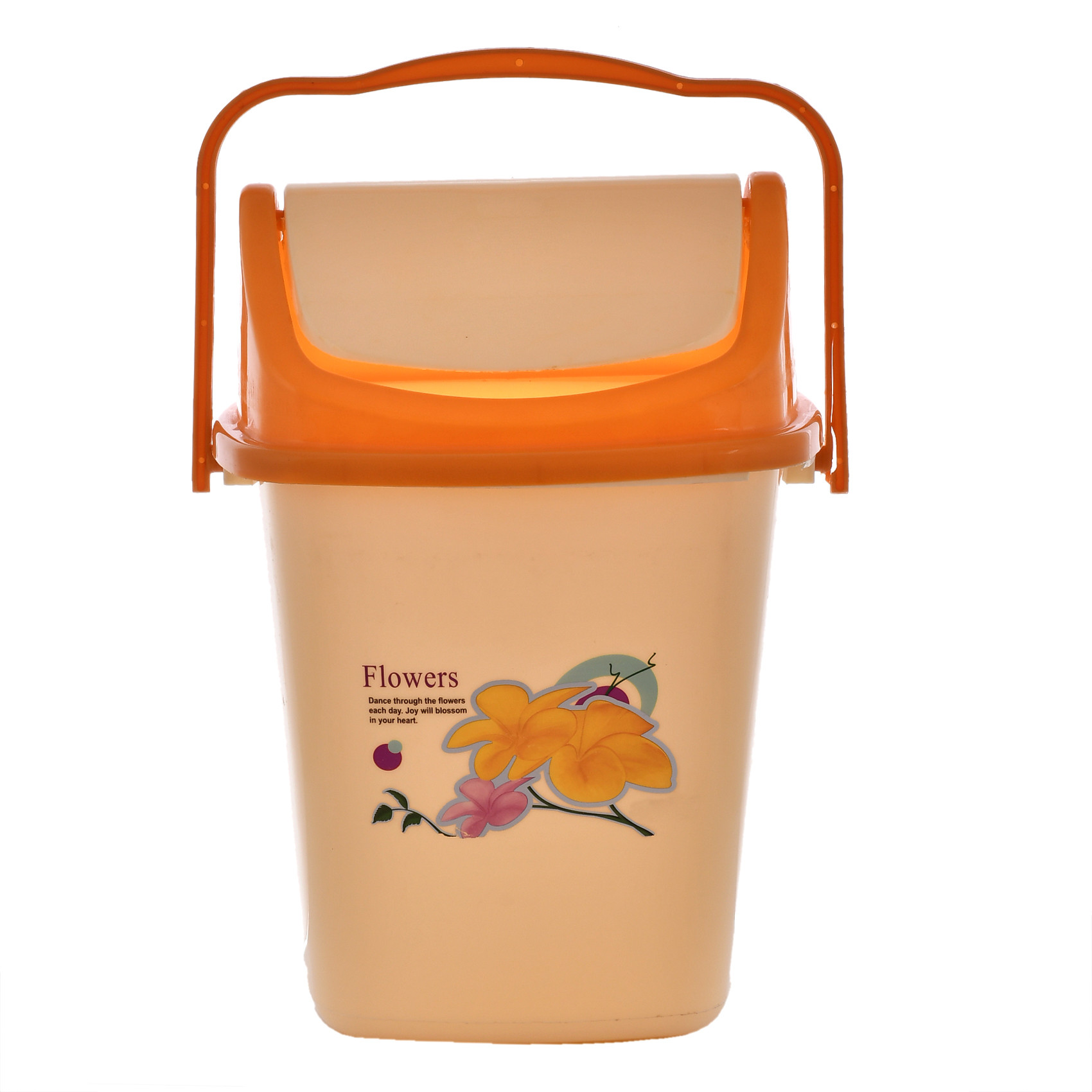 Kuber Industries 2 Pieces Pluto Plastic Swing Printed Garbage Waste Dustbin for Home, Office with Handle, 5 Liters (Cream & Blue)-KUBMART3104