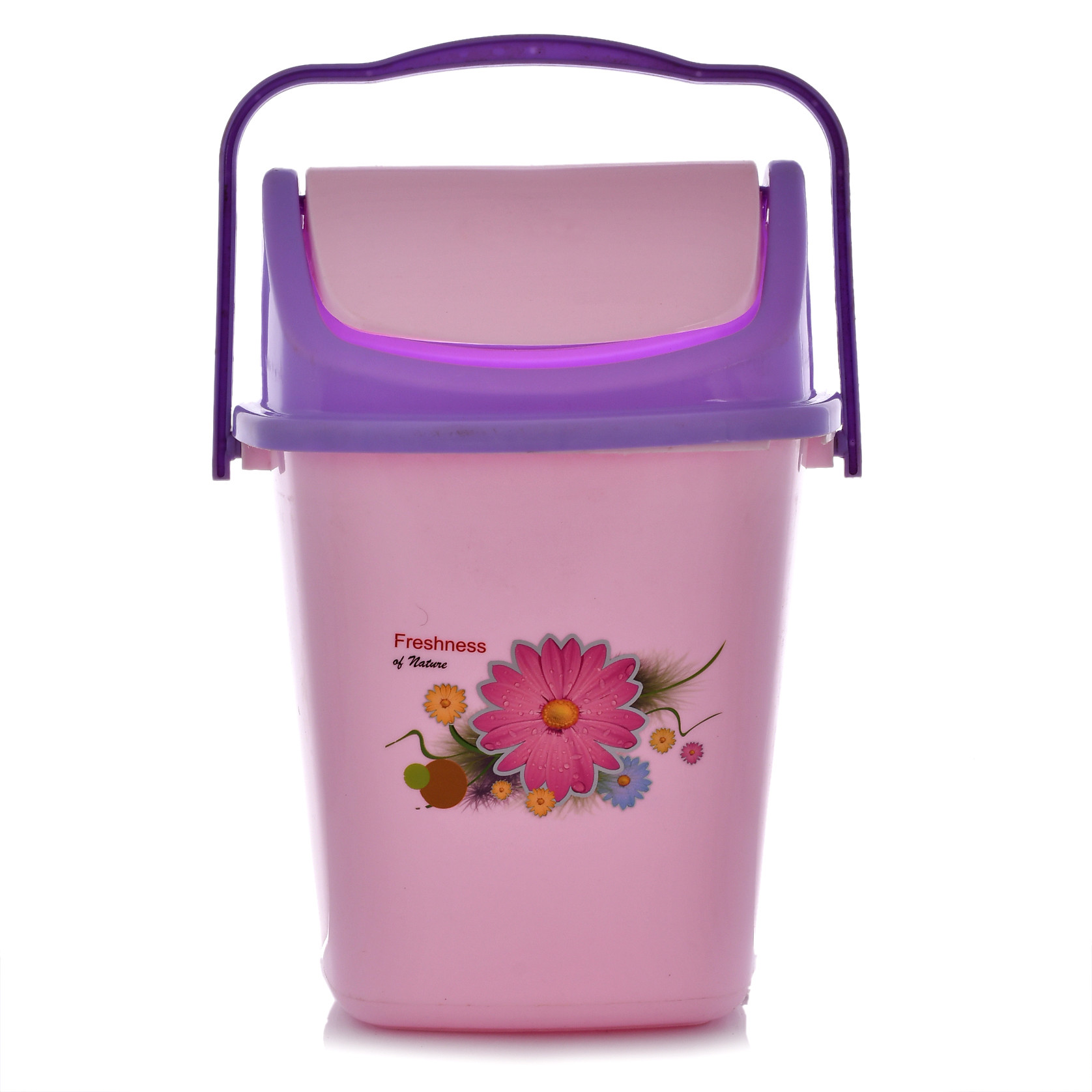 Kuber Industries 2 Pieces Pluto Plastic Swing Printed Garbage Waste Dustbin for Home, Office with Handle, 5 Liters (Blue & Purple)-KUBMART3108