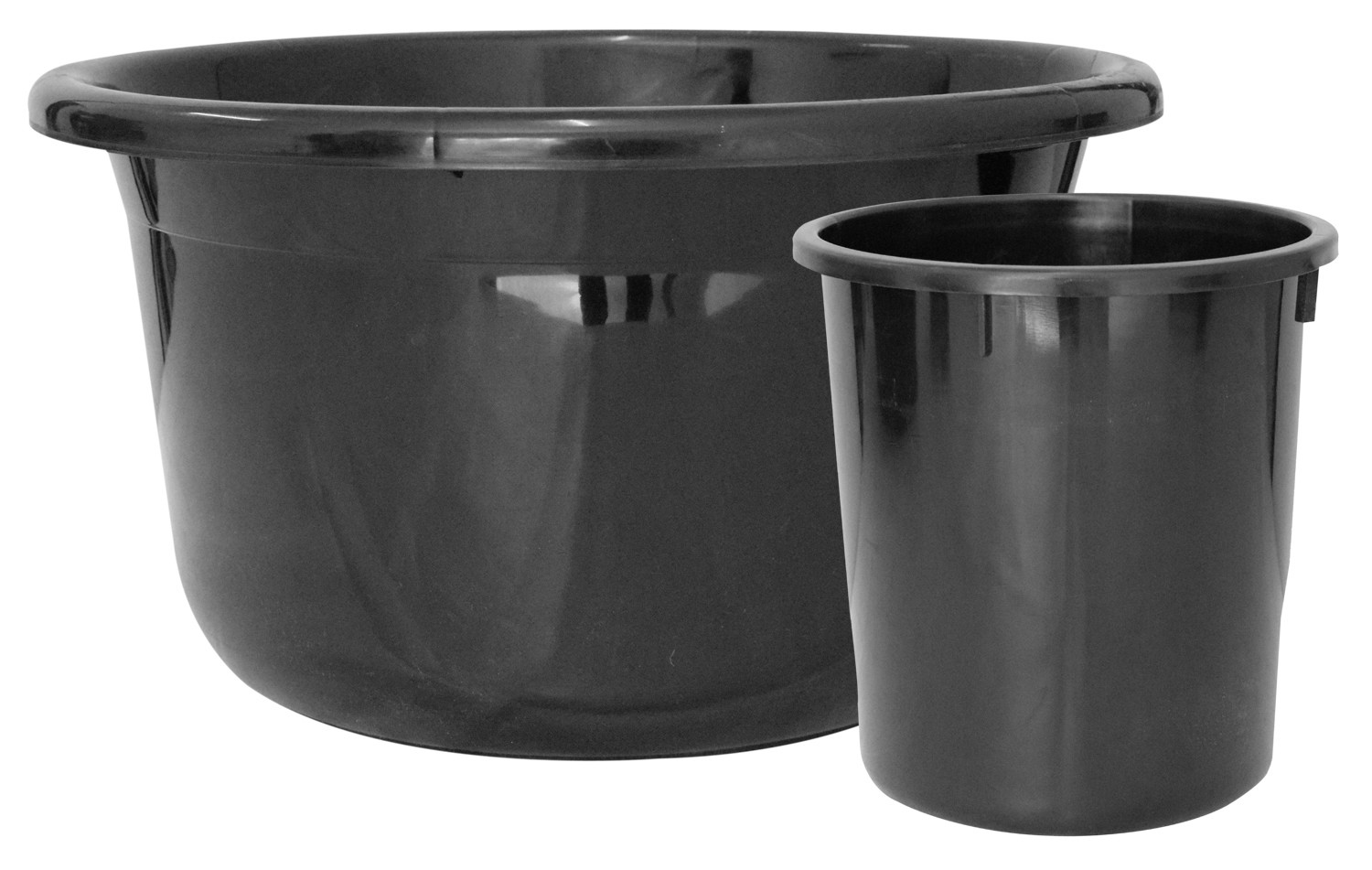 Kuber Industries 2 Pieces Unbreakable Virgin Plastic Multipurpose Bathroom Dustbin & Tub Set (Black)