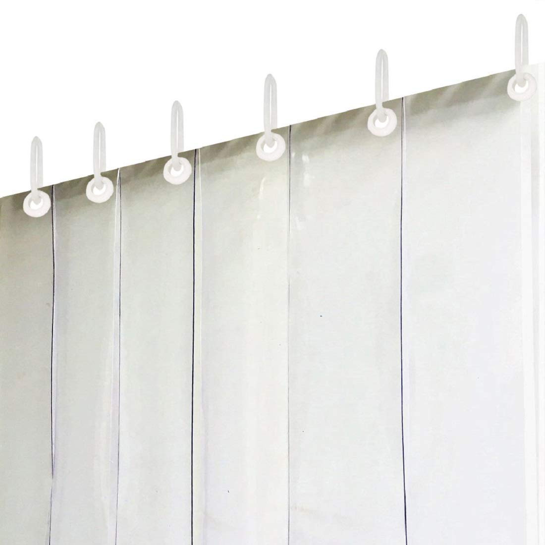 Kuber Industries 2MM Pack Of 2| Rings AC Curtain | PVC 6 Strips AC Curtain | Window Curtain for Bathroom | Curtains for Door | Waterproof Shower Curtain | 7 Feet| Transparent