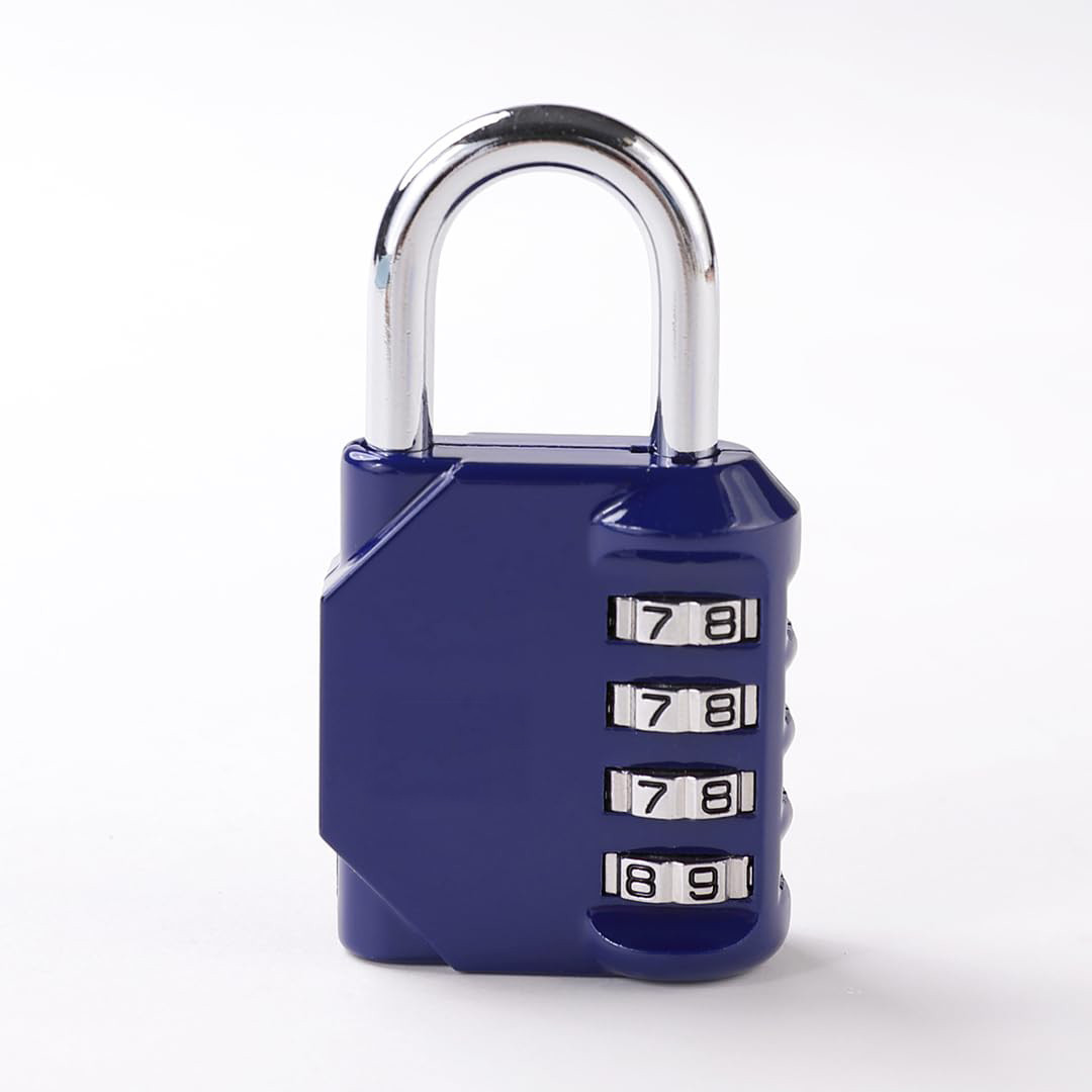 Kuber Industries 4 Digit Combination Lock | Travel Lock for Briefcase | Number Lock | Padlock for Luggage | Travelling Locks for Suitcase | Gym Lock | 8023ABL | Blue