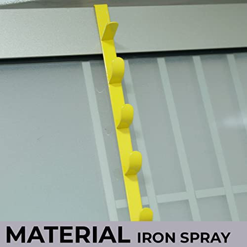 Kuber Industries 5-Level Cloth Hanger|Multipurpose Cloth & Towel Holder|Iron Spray Material|Easy Installation|Interchangeable Over The Door Towel Holder|ZT-3115(Y)|Yellow