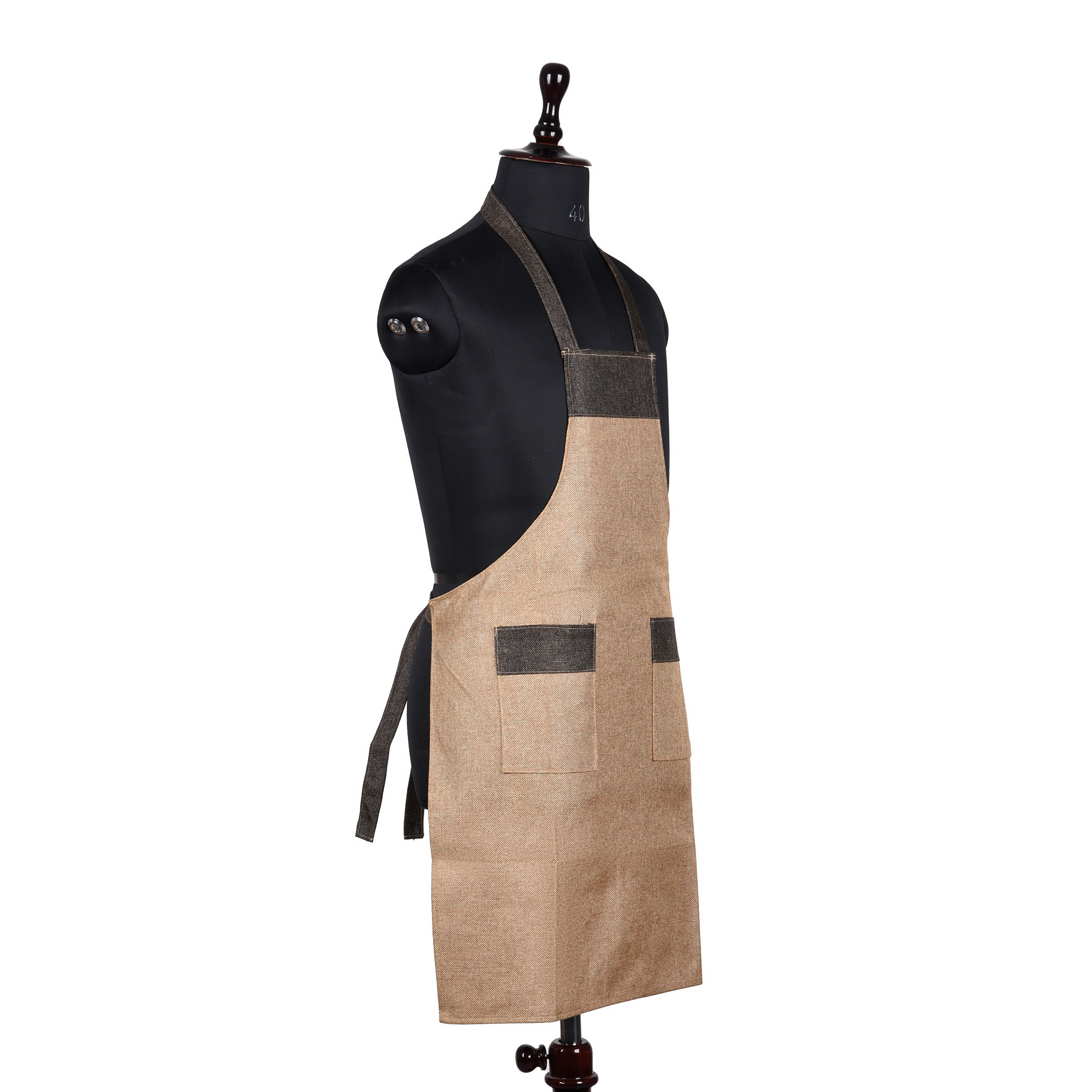 Kuber Industries Apron | Jute 2 Front Pocket Kitchen Apron | Apron for Restaurent | Apron for Housewife | Chef Apron for Kitchen | Water Resistance Apron | Golden