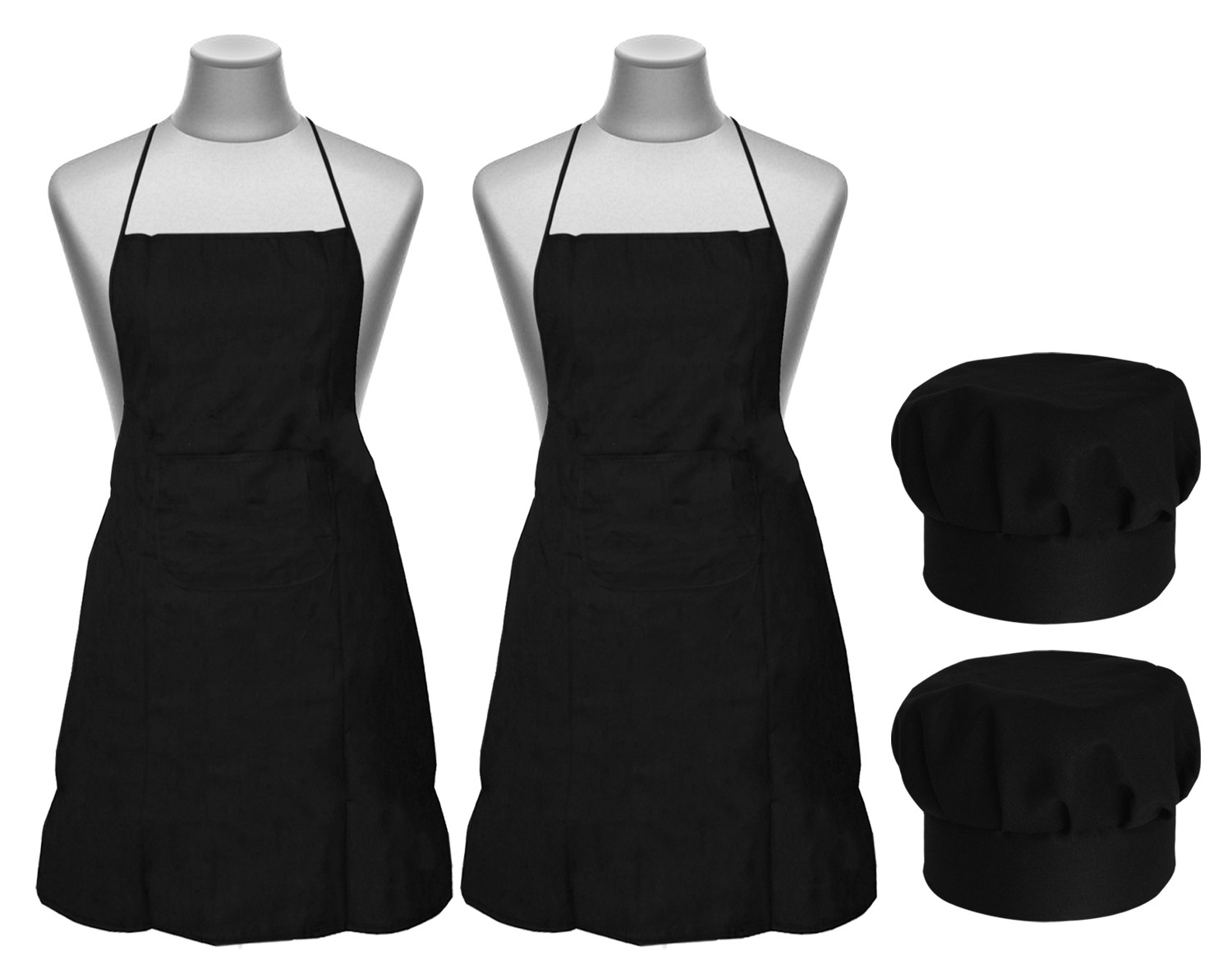 Kuber Industries Apron & Cooking Cap Set For Cooking, Baking, Party Favors, Home Kitchen, Restaurant,(Black)