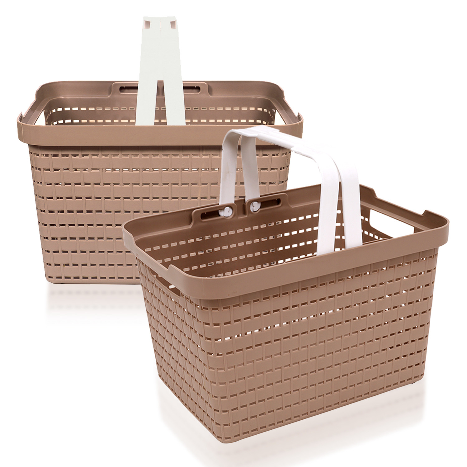 Kuber Industries Basket | Plastic Storage Basket for Fruits | Storage Basket for Picnic | Storage Basket for Kitchen | Stationery Storage Basket | FLORA-222 | Coffee