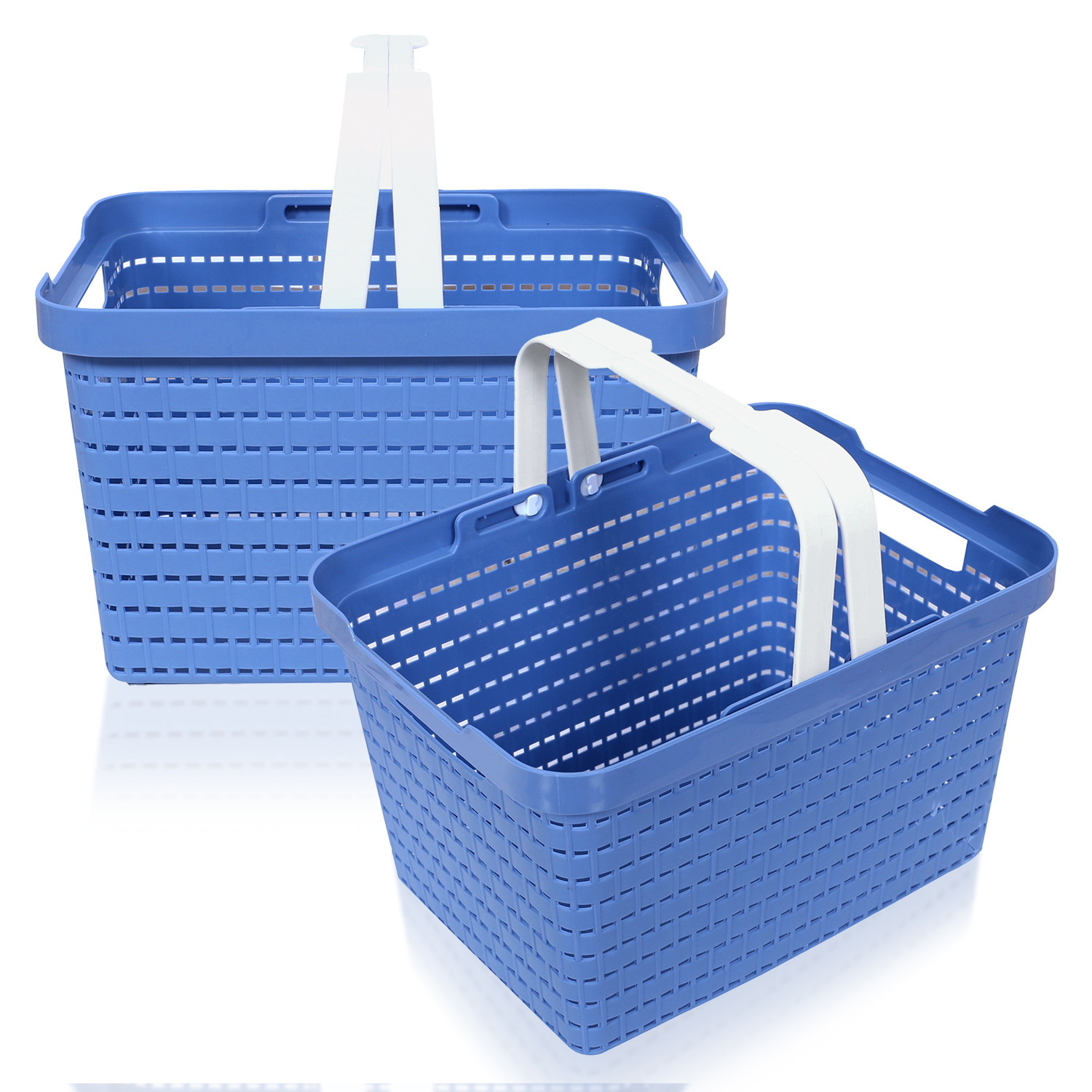 Kuber Industries Basket | Plastic Storage Basket for Fruits | Storage Basket for Picnic | Storage Basket for Kitchen | Stationery Storage Basket | FLORA-333 | Large | Blue