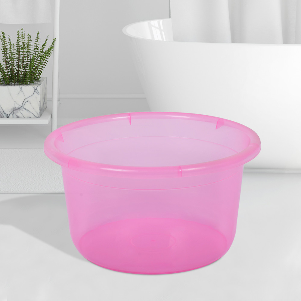 Kuber Industries Bath Tub | Multipurpose Bath Tub | Tub for Bathroom-Feeding Pan-Bathing-Washing Clothes | Washing Tub | Bathroom Tub | Baby Bathing Tub | 25 LTR | Transparent Pink