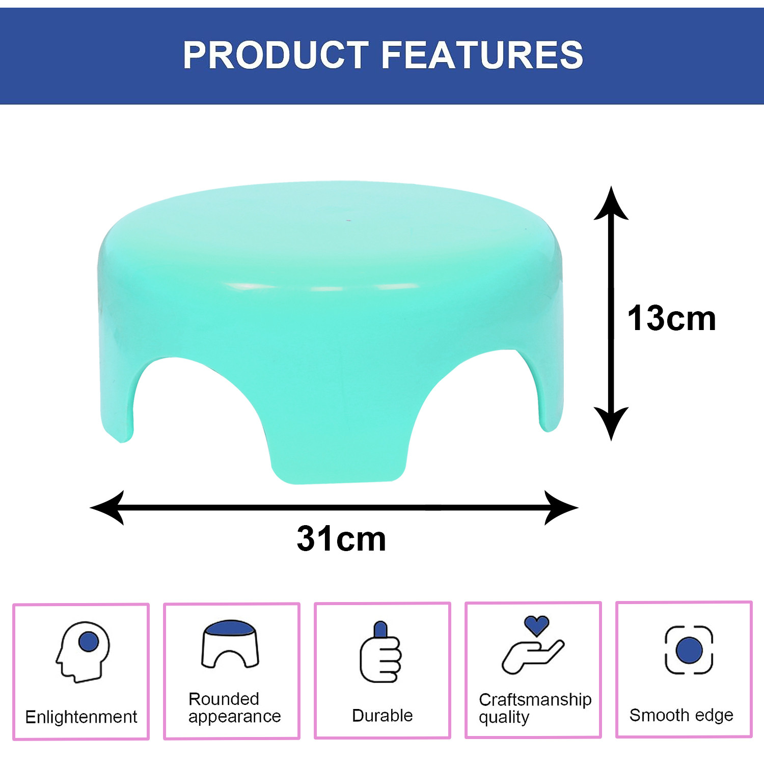 Kuber Industries Bathroom Stool | Plastic Bathroom Stool for Bathing | Bathroom Stool for Senior Citizen | Patla for Toilet | Sumo Stool | Green