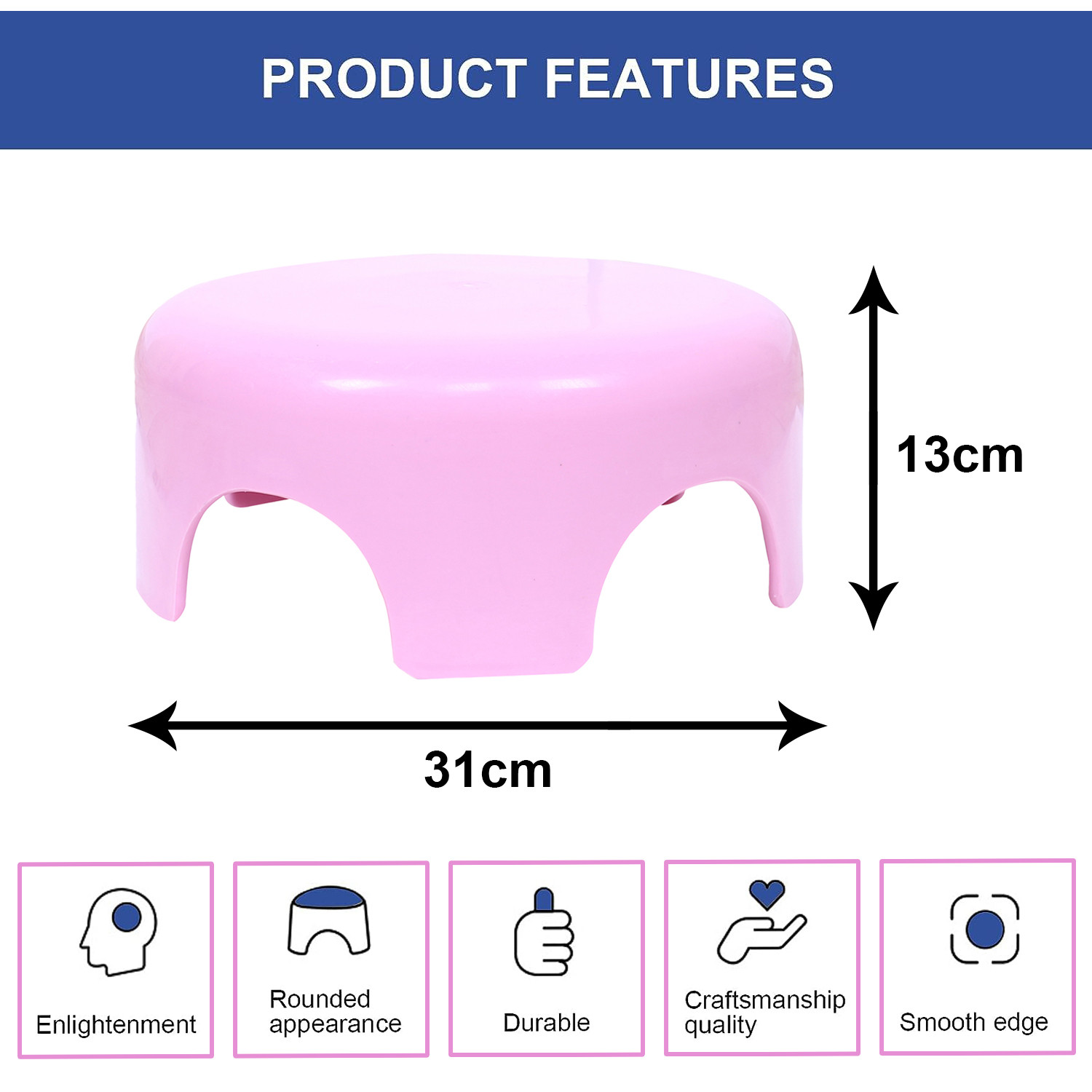 Kuber Industries Bathroom Stool | Plastic Bathroom Stool for Bathing | Bathroom Stool for Senior Citizen | Patla for Toilet | Sumo Stool | Pink