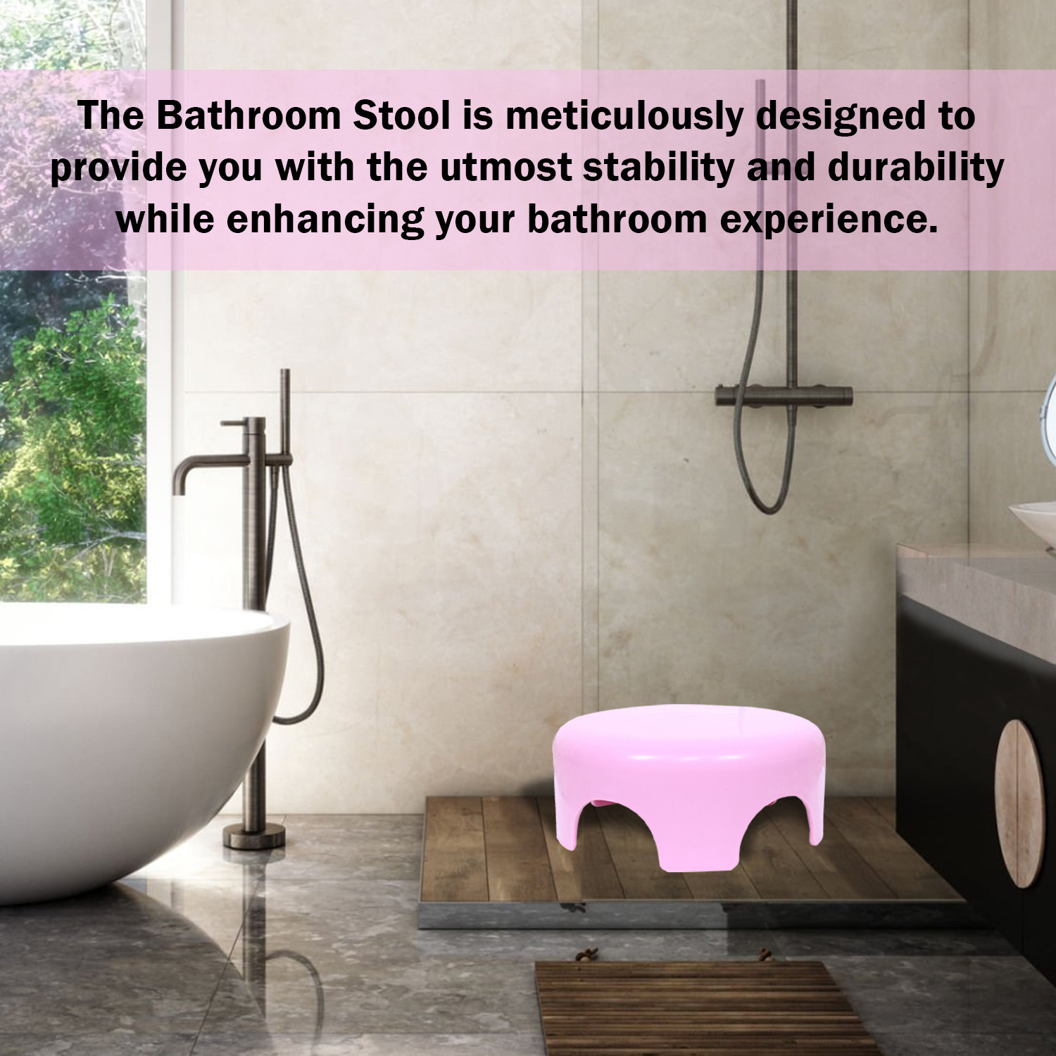Kuber Industries Bathroom Stool | Plastic Bathroom Stool for Bathing | Bathroom Stool for Senior Citizen | Patla for Toilet | Sumo Stool | Pack of 2 | Multicolor
