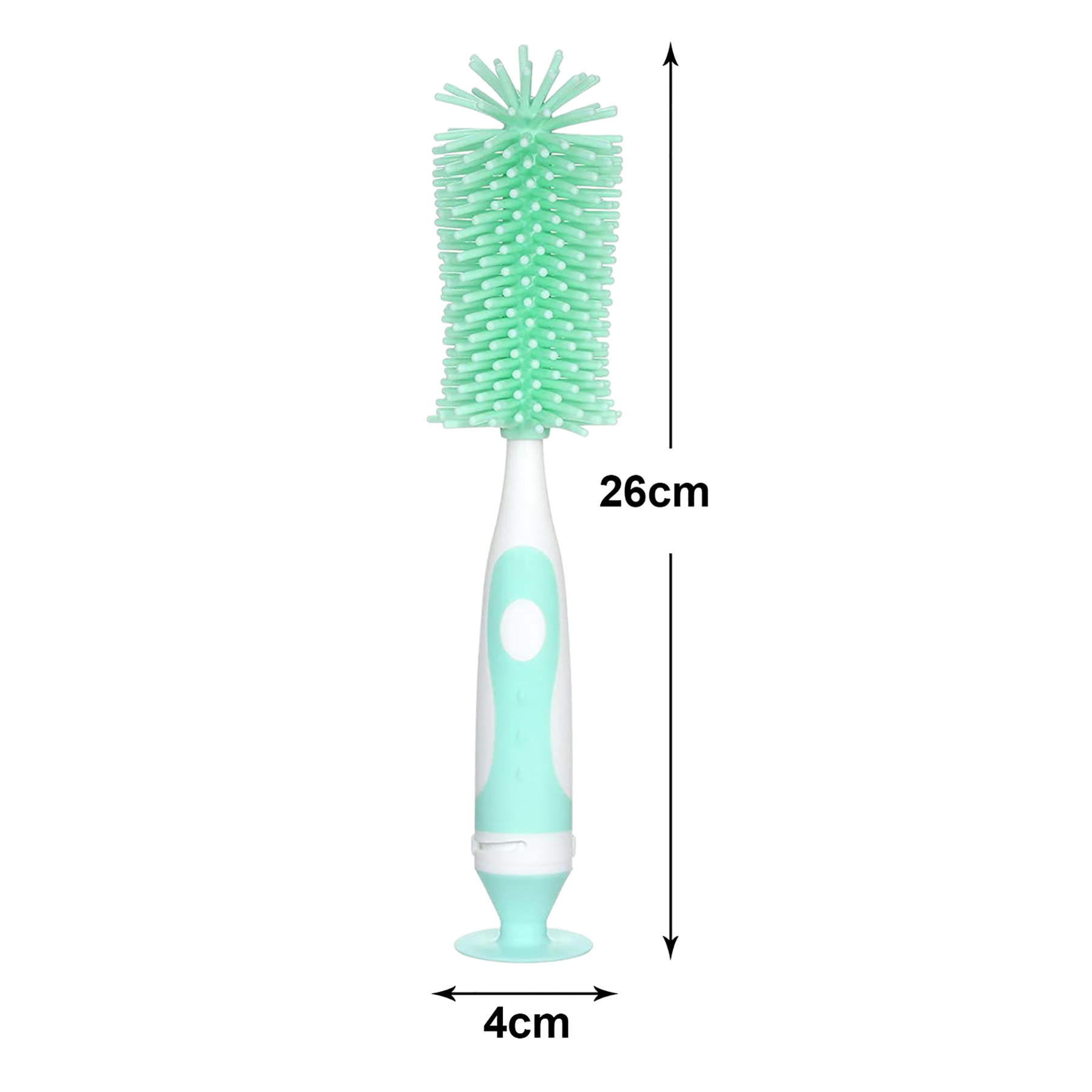 Kuber Industries Bottle Brush | Long Handle Bottle Brush | Silicone Bottle Cleaner Brush Set | Baby Feeding Bottle Cleaning Brush | Nipple Cleaner with Suction Base | Green