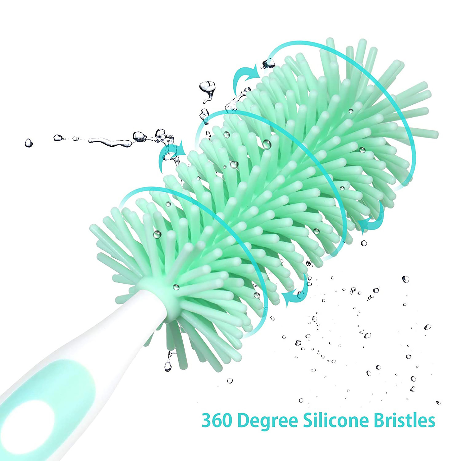 Kuber Industries Bottle Brush | Long Handle Bottle Brush | Silicone Bottle Cleaner Brush Set | Baby Feeding Bottle Cleaning Brush | Nipple Cleaner with Suction Base | Green