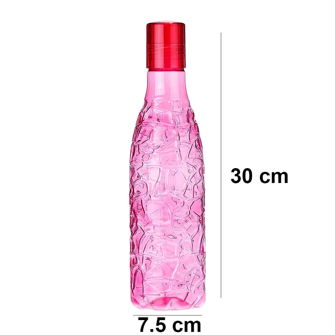 Kuber Industries BPA-Free Plastic Water Bottle | Leak Proof, Firm Grip, 100% Food Grade Plastic Bottles | Unbreakable, Freezer Proof, Fridge Water Bottle | Pack of 6 - Pink