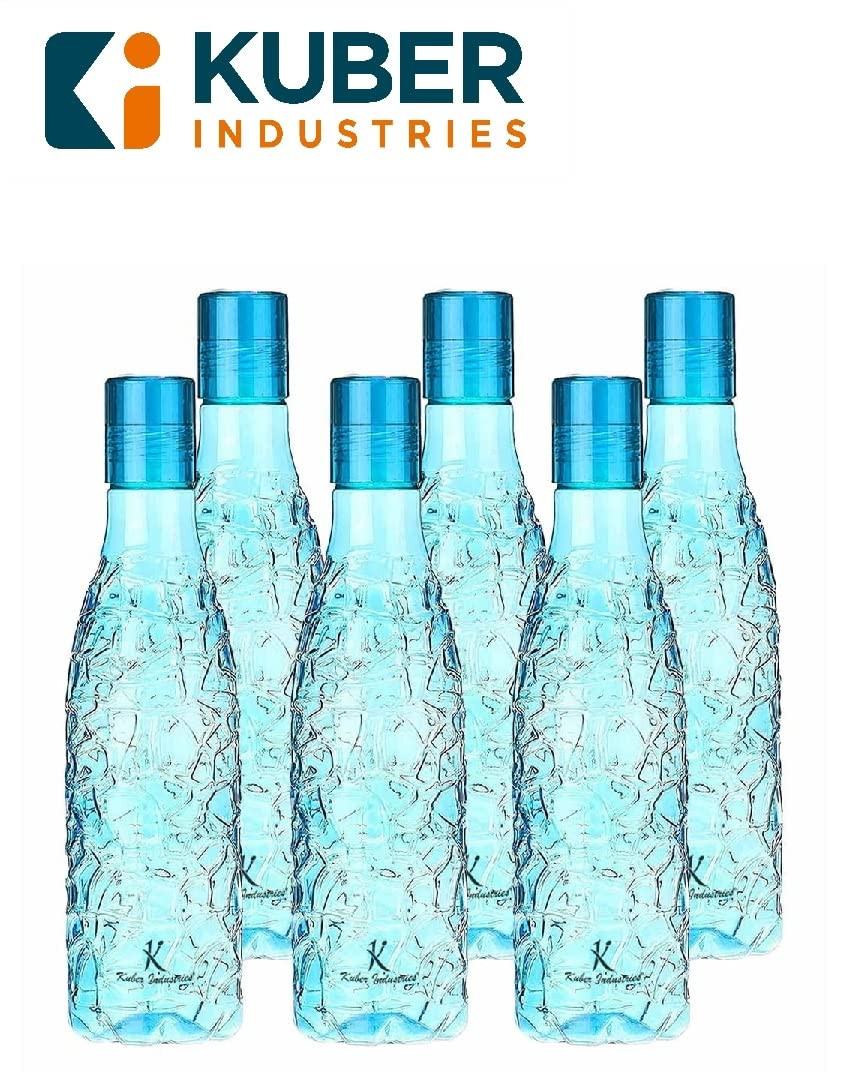 Kuber Industries BPA-Free Plastic Water Bottle | Leak Proof, Firm Grip,100% Food Grade Plastic Bottles | Unbreakable, Freezer Proof, Fridge Water Bottle | Pack of 6 - Blue