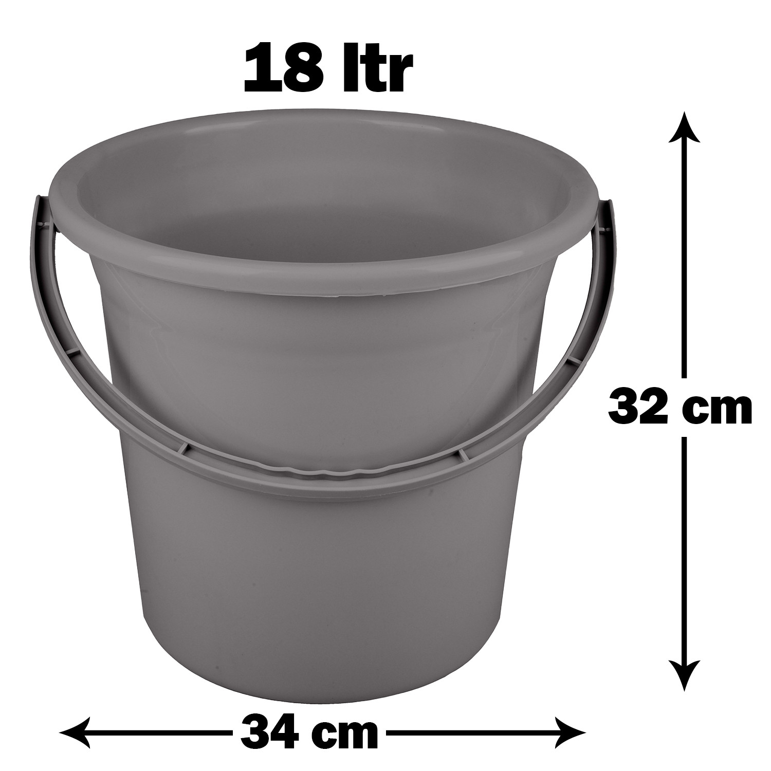 Kuber Industries Bucket | Plastic Bucket for Bathroom | Strong Bathroom Bucket | Bucket for Bathing | Water Storage Bucket | Bathroom Bucket | Plain Bucket | 18 LTR | Gray