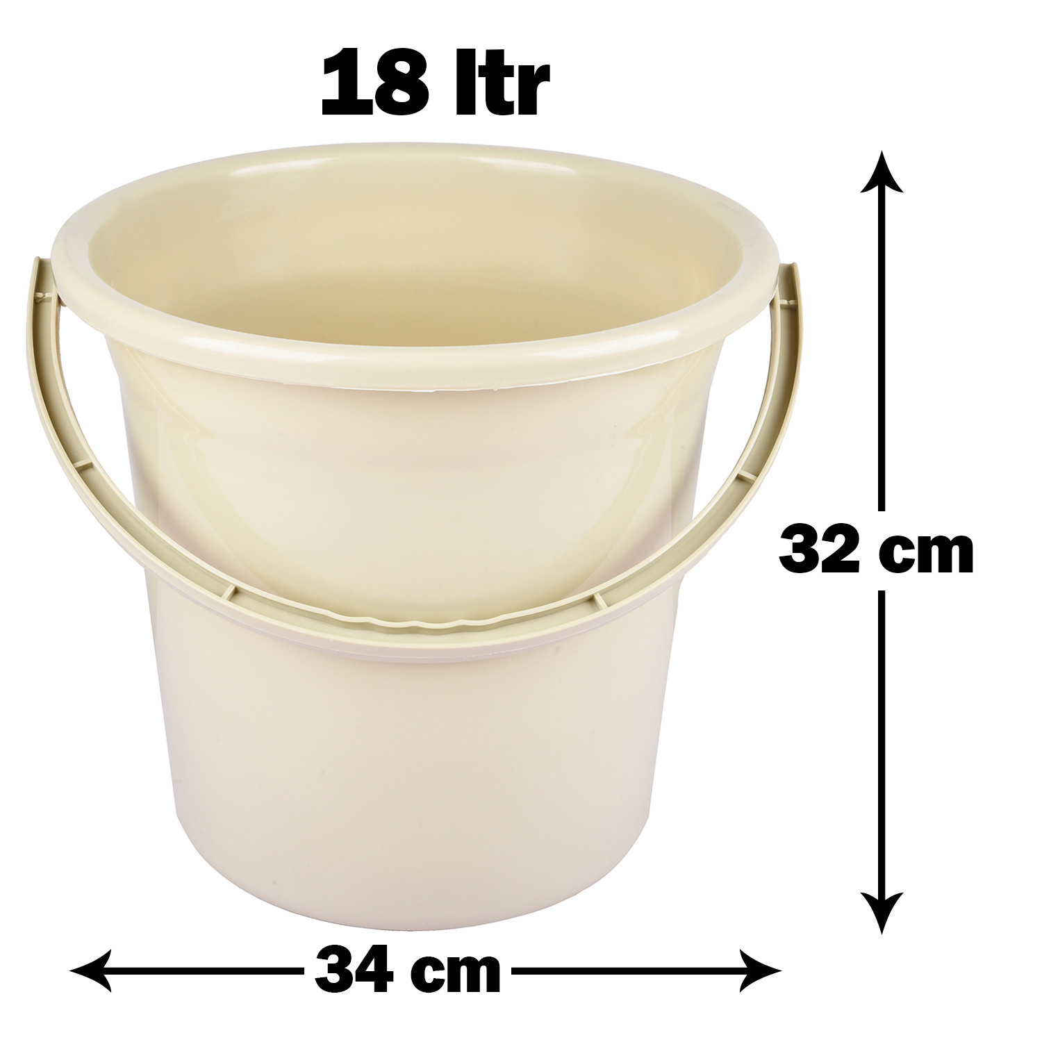 Kuber Industries Bucket | Plastic Bucket for Bathroom | Strong Bathroom Bucket | Bucket for Bathing | Water Storage Bucket | Bathroom Bucket | Plain Bucket | 18 LTR | Beige