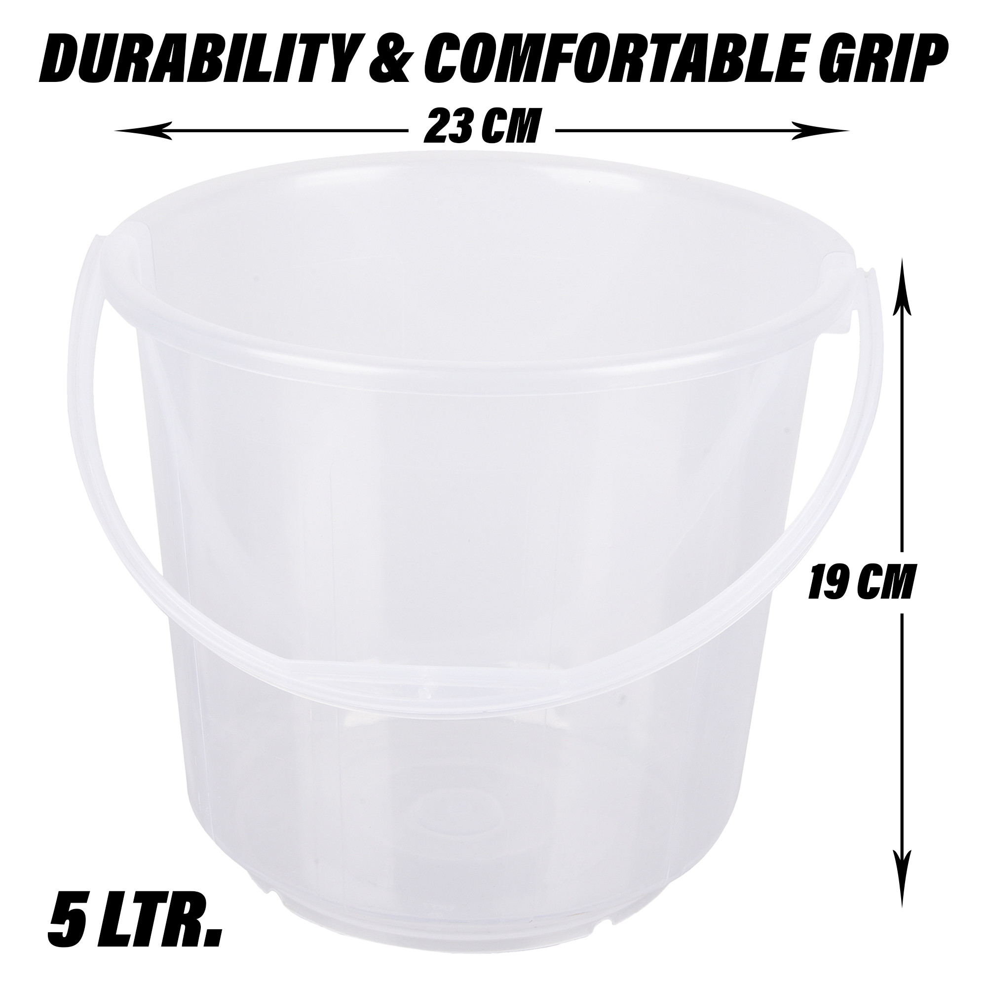 Kuber Industries Bucket | Plastic Bucket for Mopping | Bucket for Cleaning | Storage Container Bucket | Water Storage Bucket | Bathroom Bucket | Plain Bucket | 5 LTR | Transparent