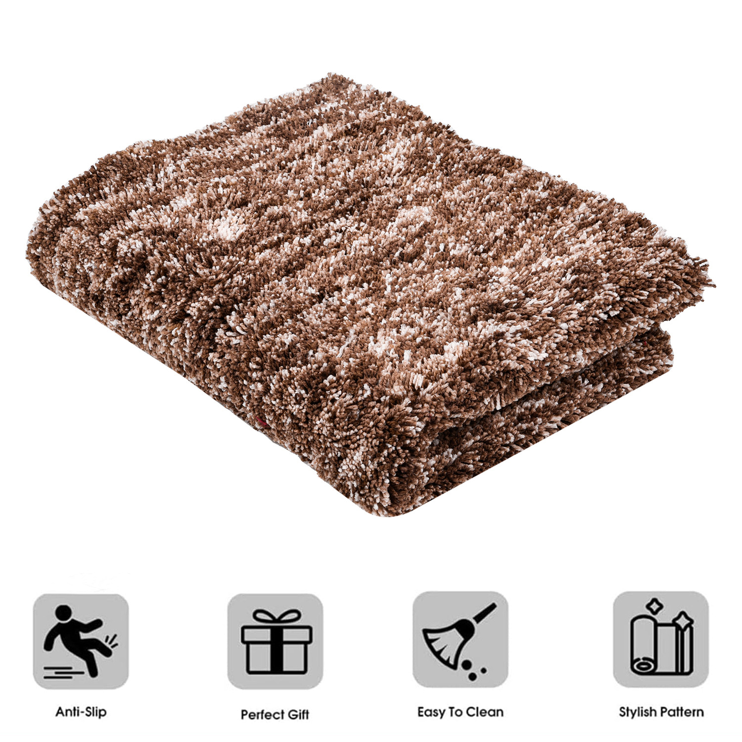 Kuber Industries Carpet | Shaggy Carpet for Living Room | Fluffy Carpet for Bedroom | Lexus Home Decor Carpet | Floor Carpet Rug | Non-Slip Bedside Rug | 3x5 Feet | Brown