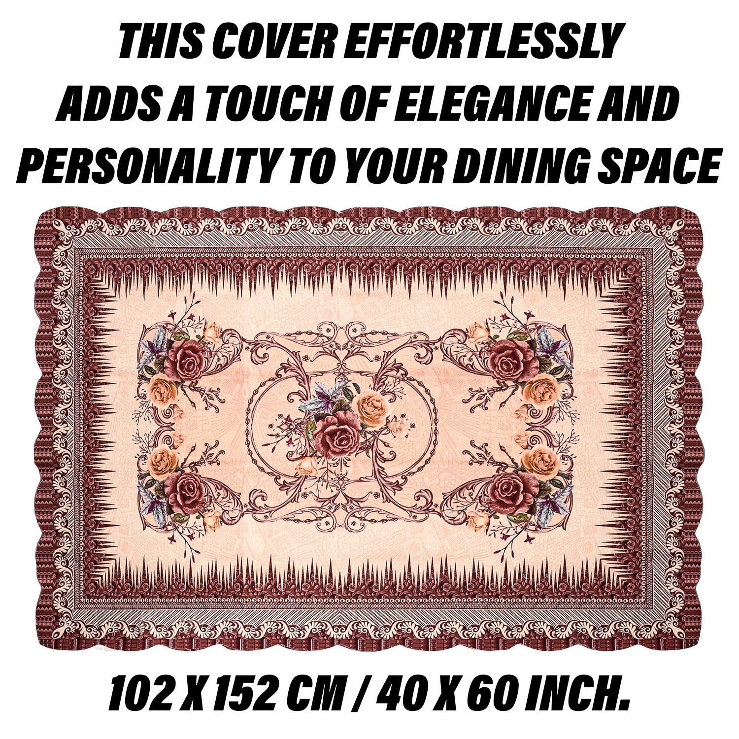 Kuber Industries Center Table Cover | Polyester Table Cloth Cover | 4 Seater Table Cloth | Pancy Panting Table Cover | Table Protector | Table Cover for Center Table | 40x60 Inch | Brown