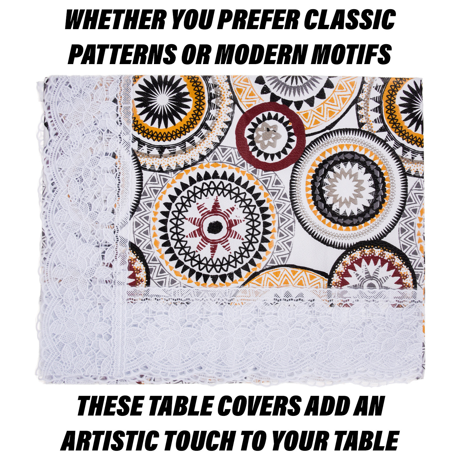Kuber Industries Center Table Cover | PVC Table Cloth Cover | 4 Seater Table Cloth | Rangoli Table Cover | Table Protector | Table Cover for Center Table | 40x60 Inch | CTC | White