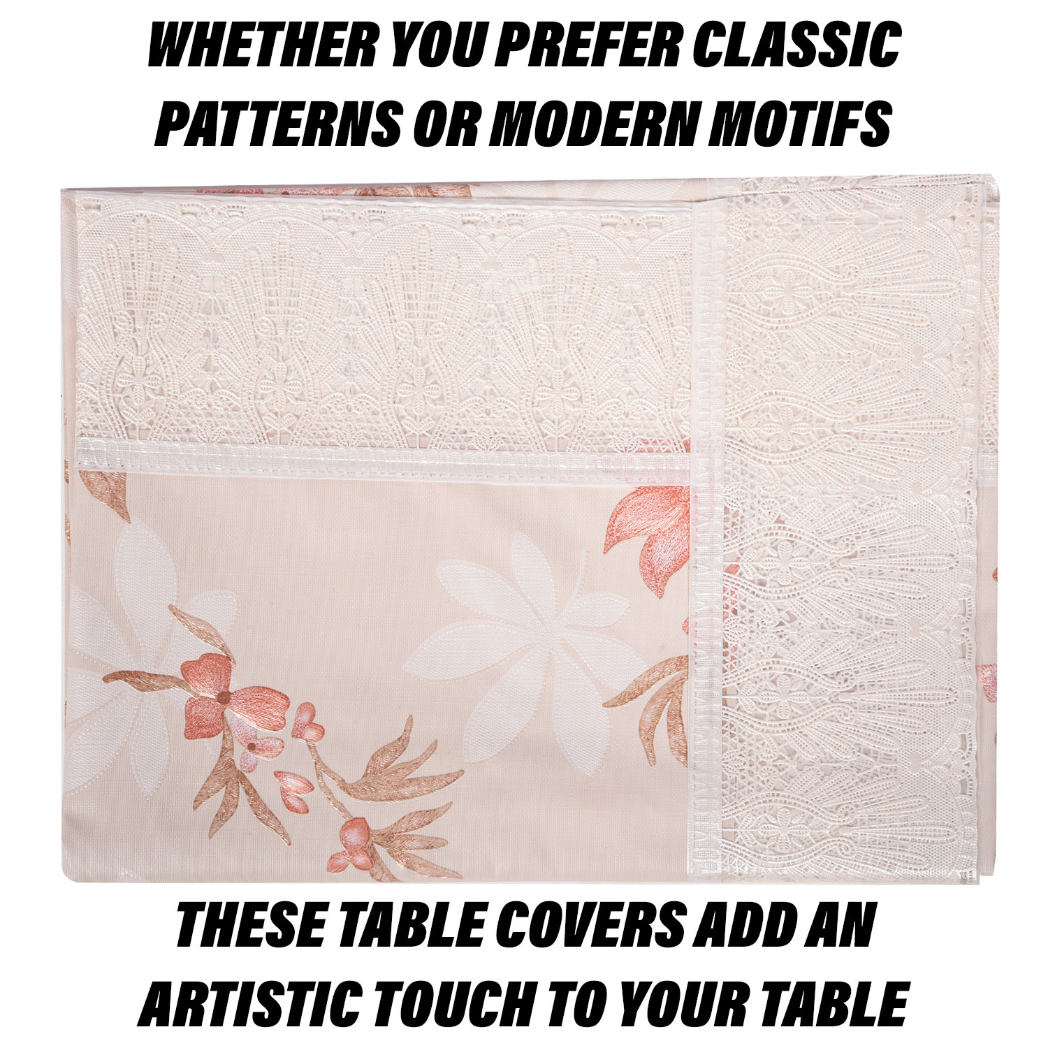 Kuber Industries Center Table Cover | PVC Table Cloth Cover | 4 Seater Table Cloth | Red Flower Table Cover | Table Protector | Table Cover for Center Table | 40x60 Inch | CTC | Cream