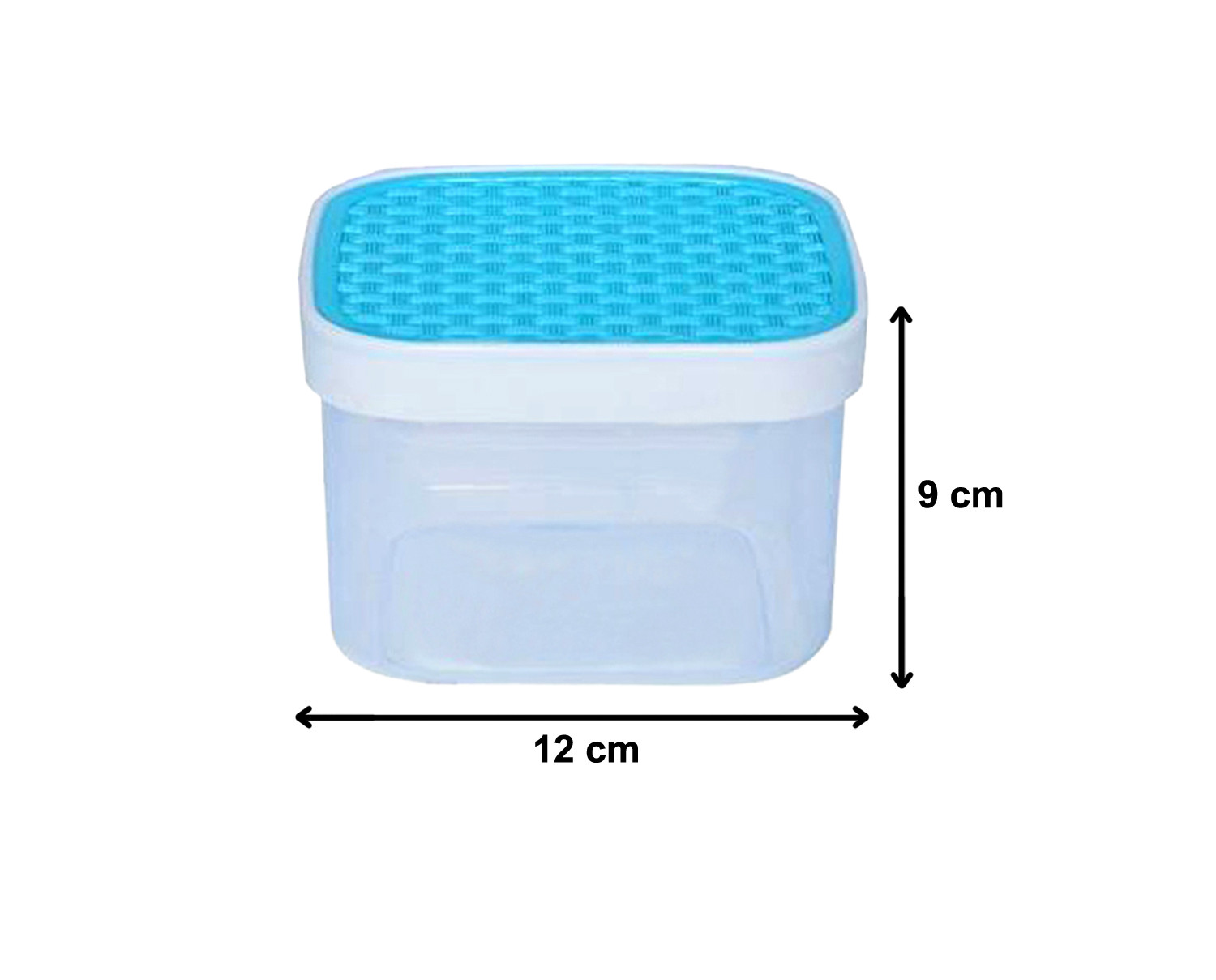 Kuber Industries Check Deisgn Lid  Multi Purpose Plastic Container,1200ml, Set of 6 (Grey & Blue)