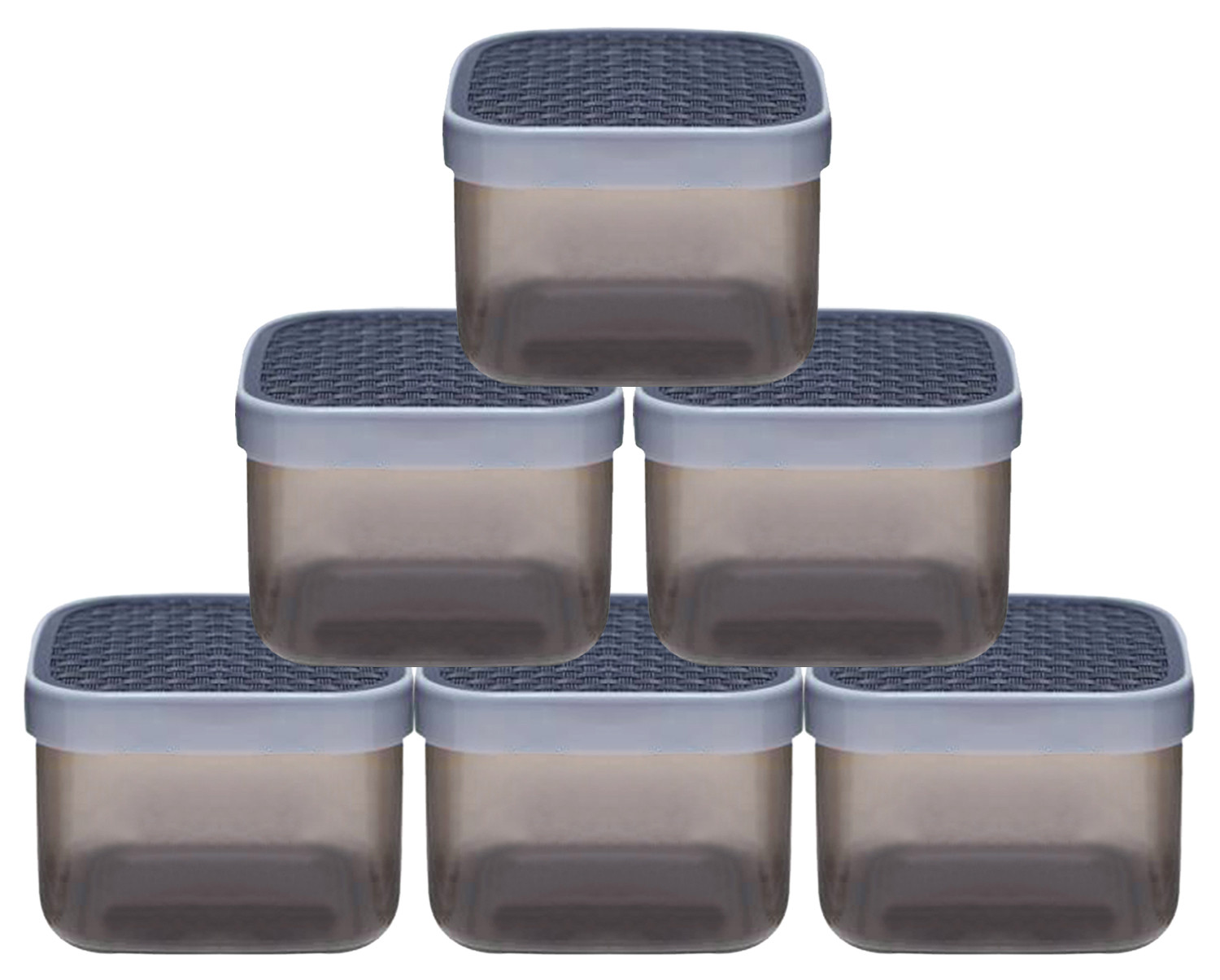 Kuber Industries Check Deisgn Lid  Multi Purpose Plastic Container,1200ml,(Grey)