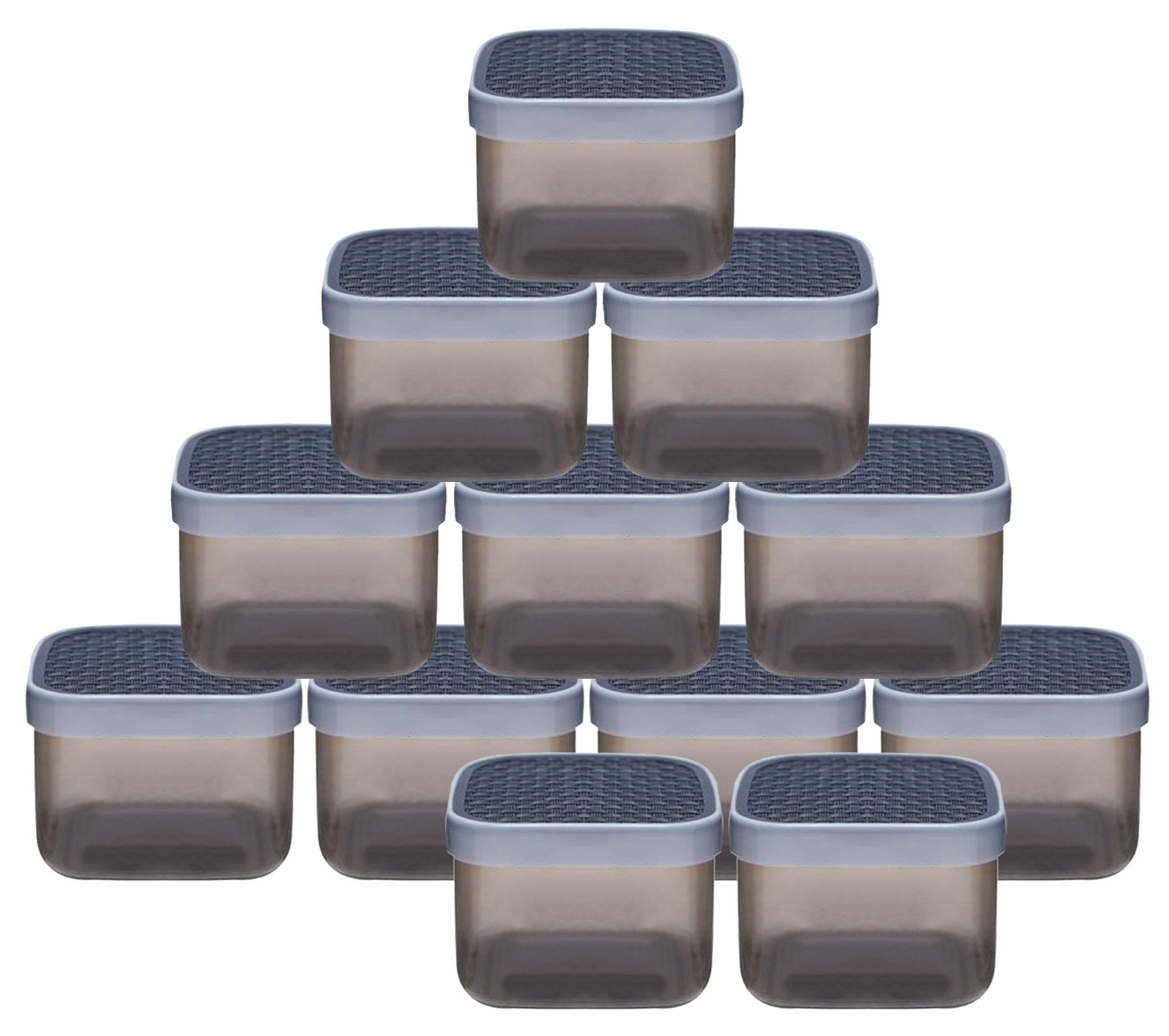 Kuber Industries Check Deisgn Lid  Multi Purpose Plastic Container,1200ml,(Grey)