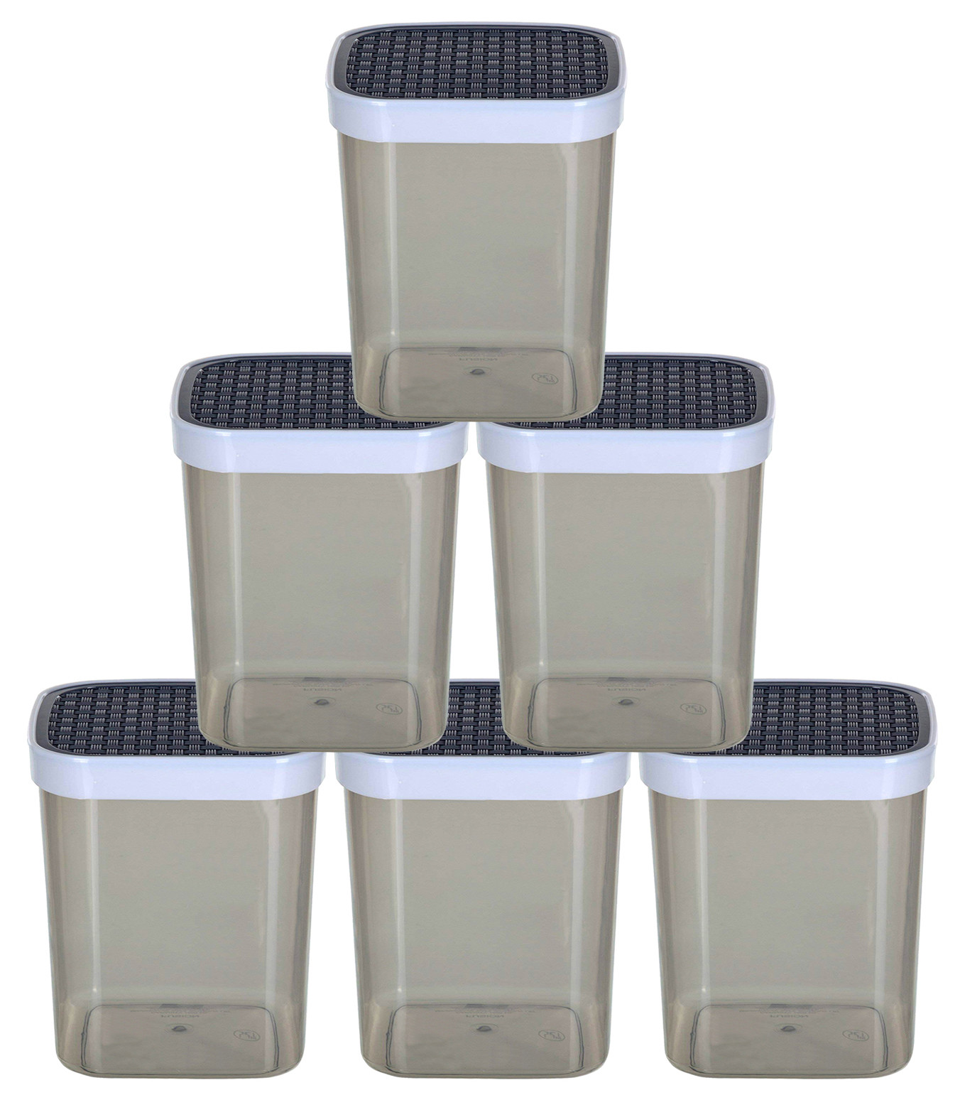 Kuber Industries Check Deisgn Lid  Multi Purpose Plastic Container,1500ml,(Grey)