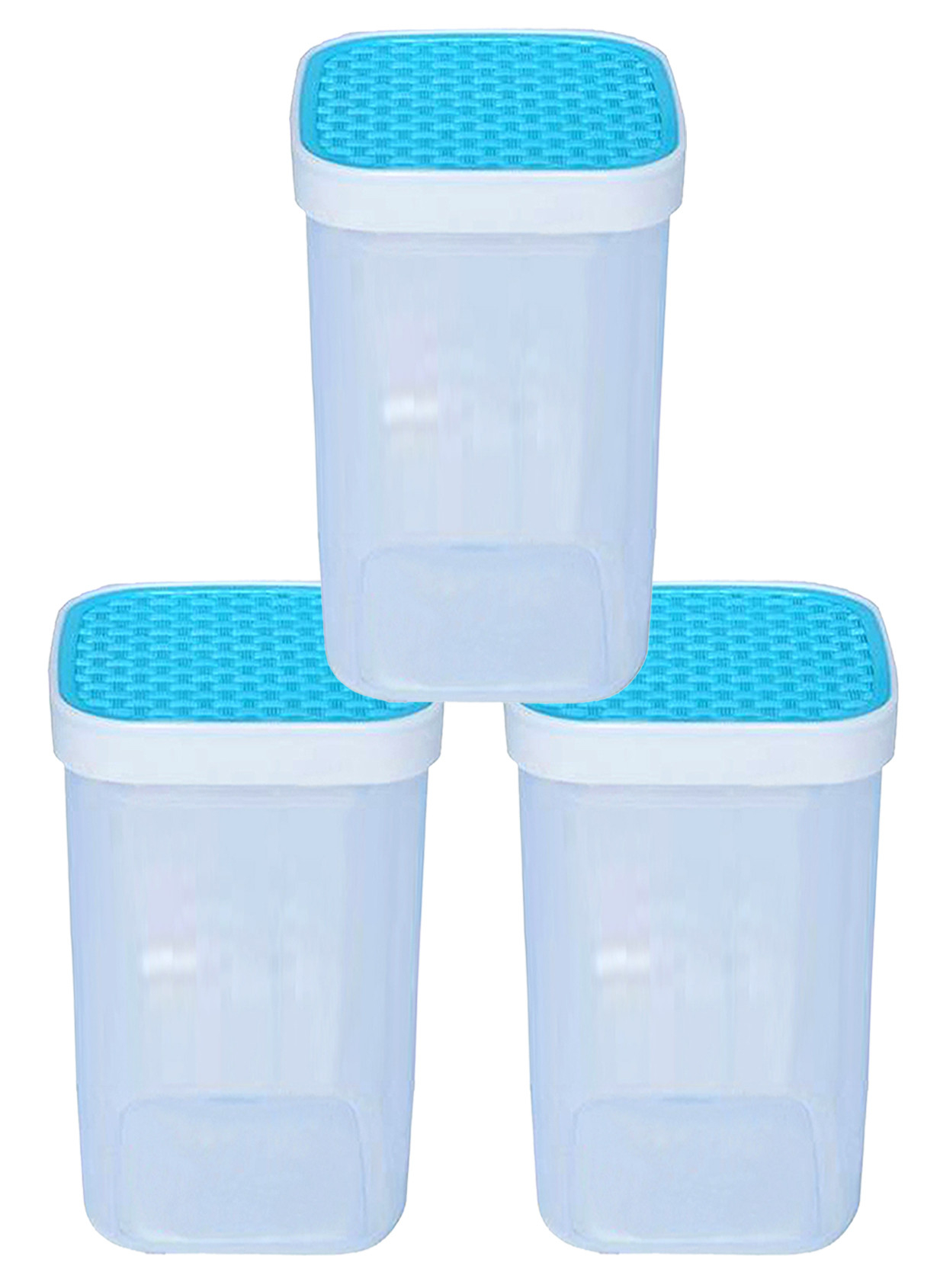 Kuber Industries Check Deisgn Lid  Multi Purpose Plastic Container,2000ml,(Blue)