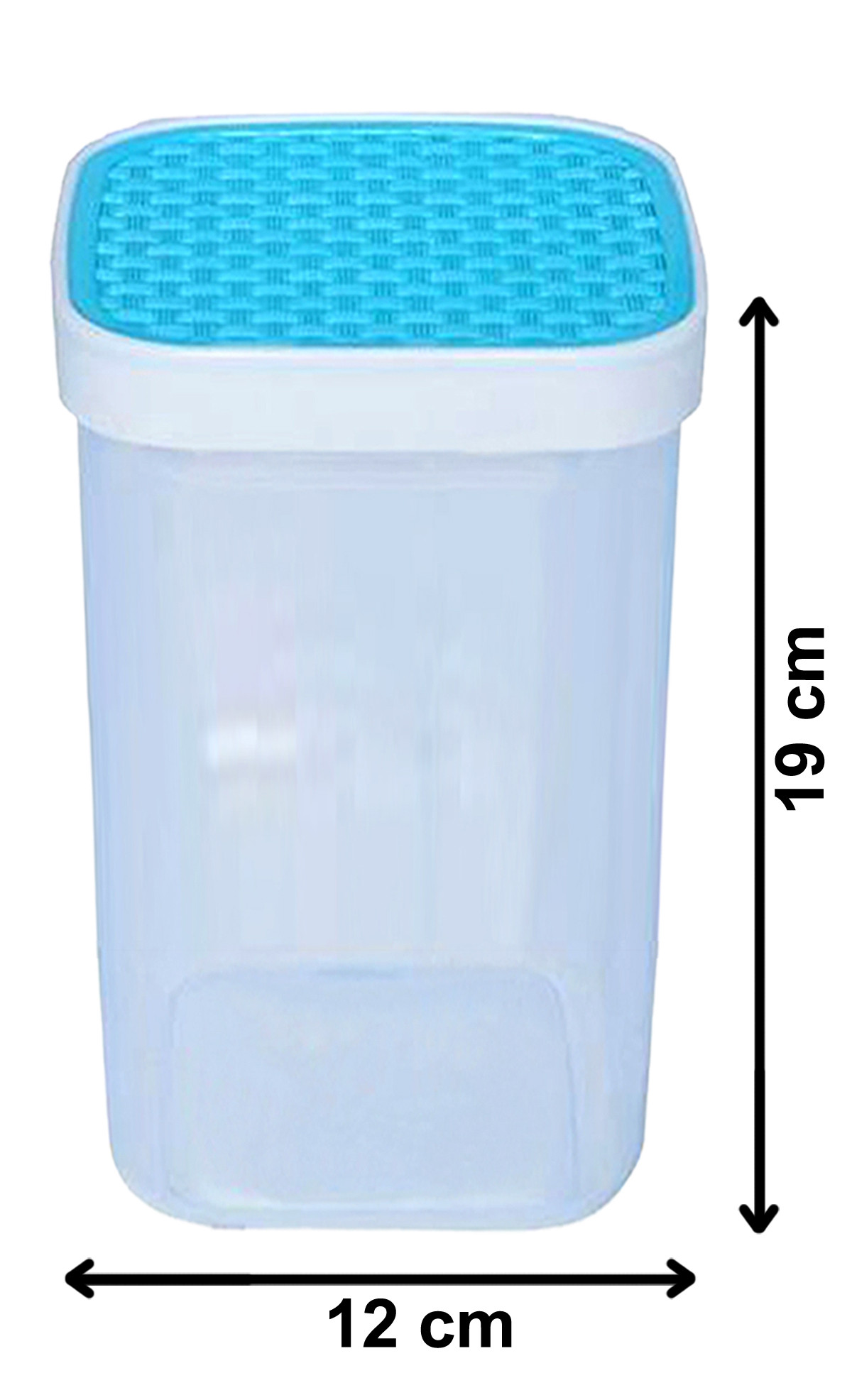 Kuber Industries Check Deisgn Lid  Multi Purpose Plastic Container,2000ml,(Blue)