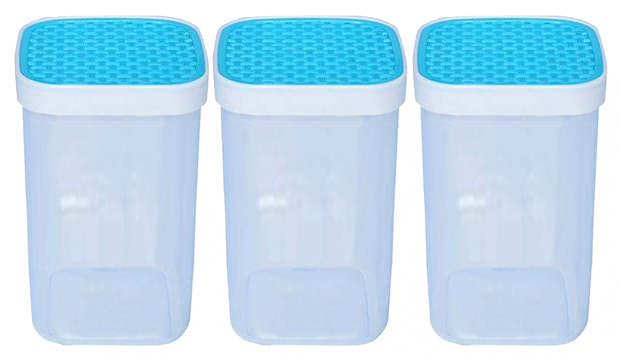 Kuber Industries Check Deisgn Lid  Multi Purpose Plastic Container,2000ml,(Blue)