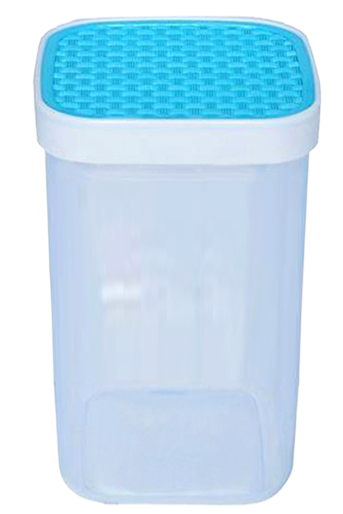 Kuber Industries Check Deisgn Lid  Multi Purpose Plastic Container,2000ml,(Blue)