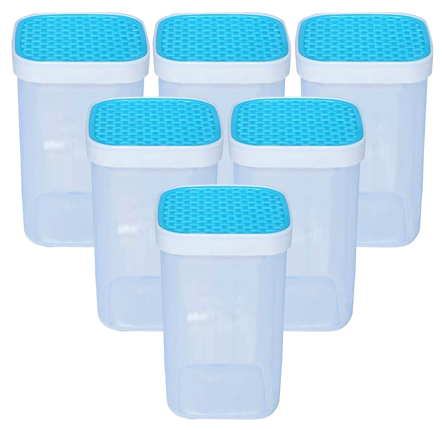 Kuber Industries Check Deisgn Lid  Multi Purpose Plastic Container,2000ml,(Blue)