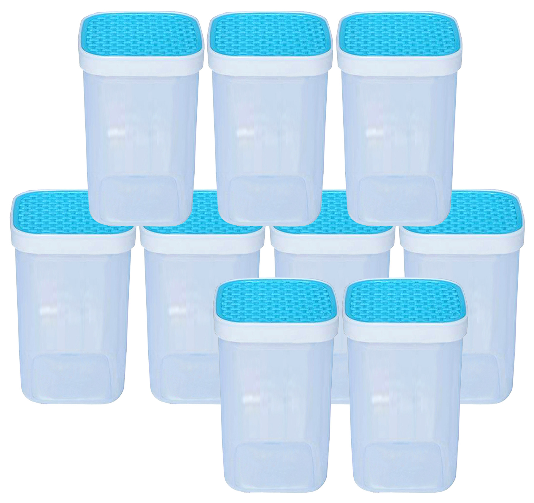 Kuber Industries Check Deisgn Lid  Multi Purpose Plastic Container,2000ml,(Blue)