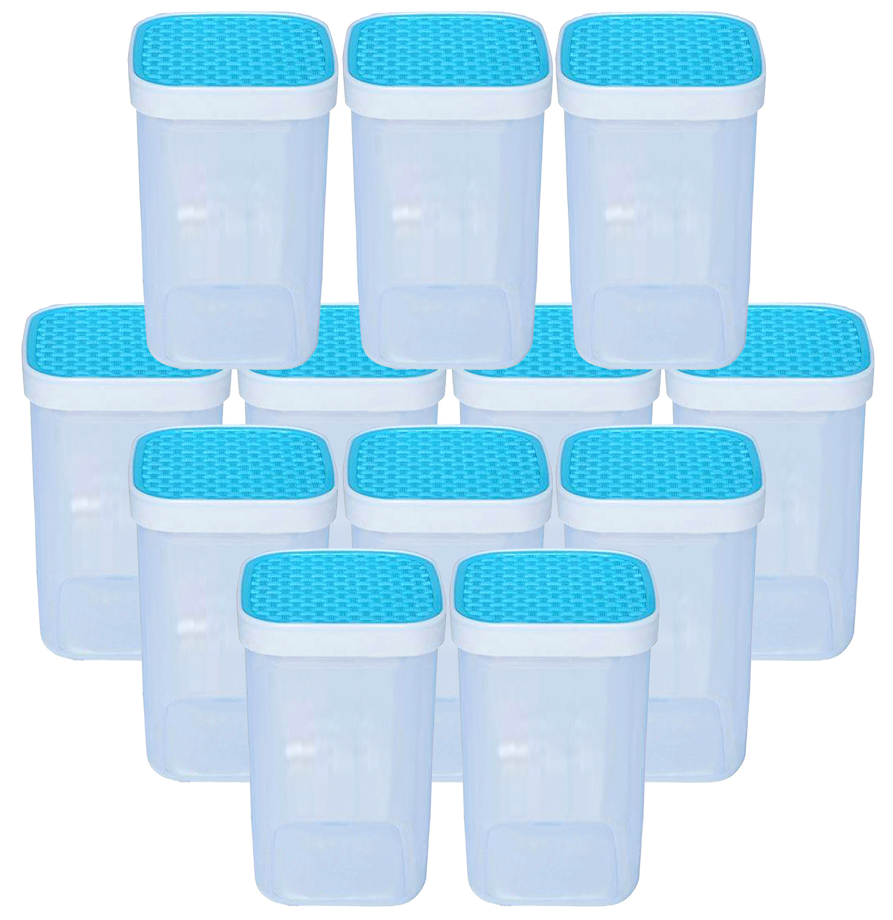 Kuber Industries Check Deisgn Lid  Multi Purpose Plastic Container,2000ml,(Blue)