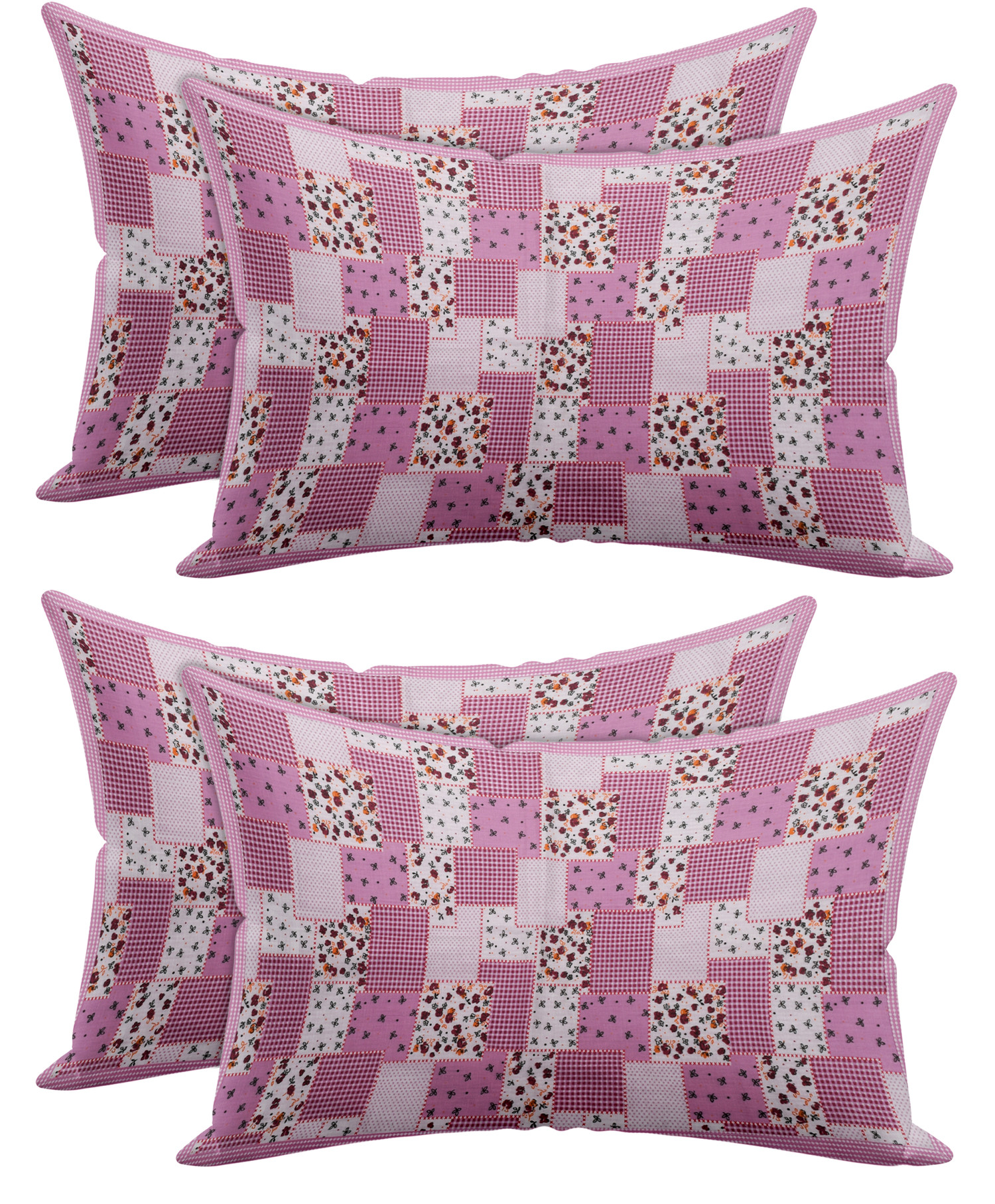 Kuber Industries Check Design Premium Cotton Pillow Covers, 18 x 28 inch,(Pink)