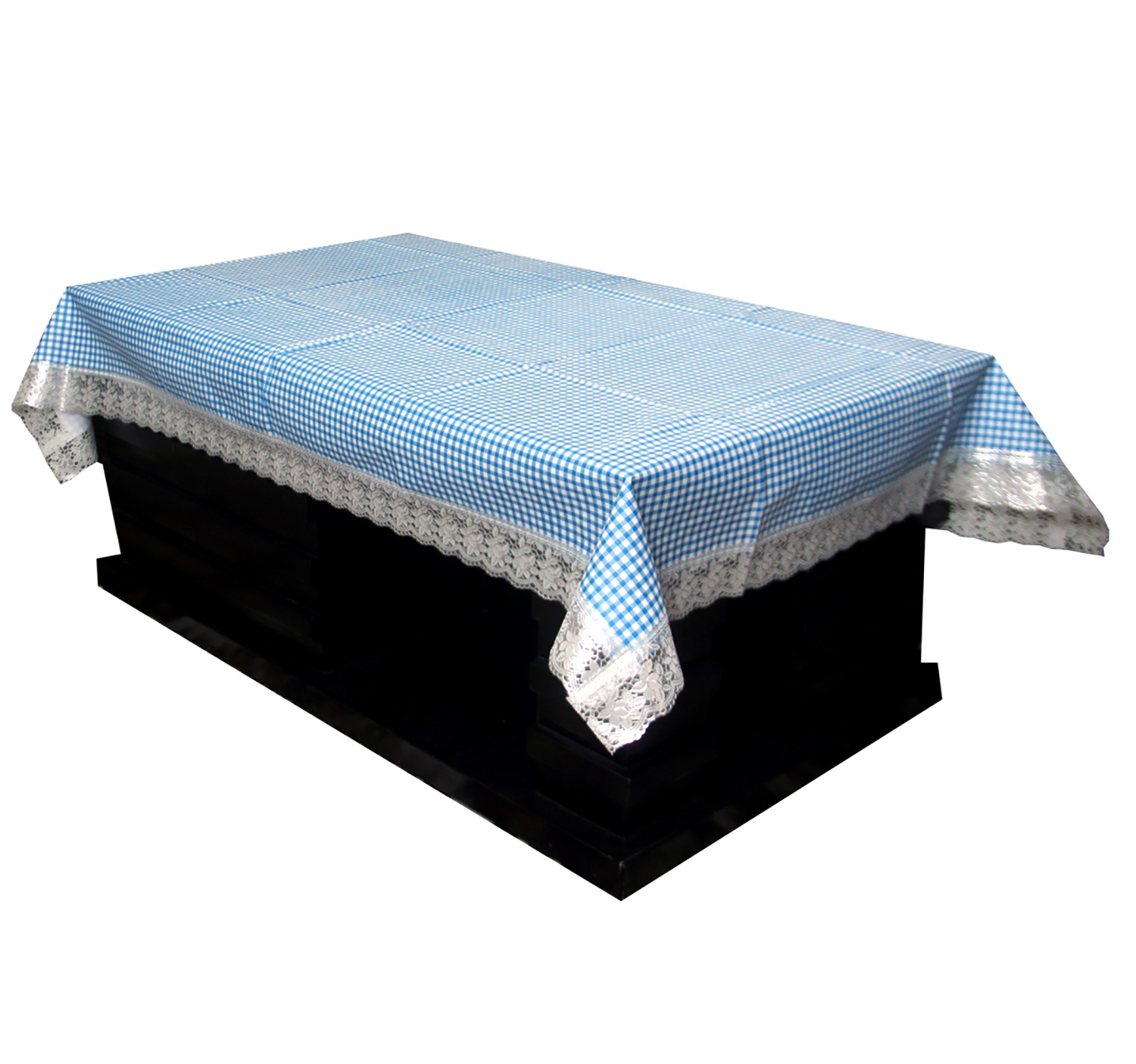 Kuber Industries Check Design PVC 4 Seater Center Table Cover 40