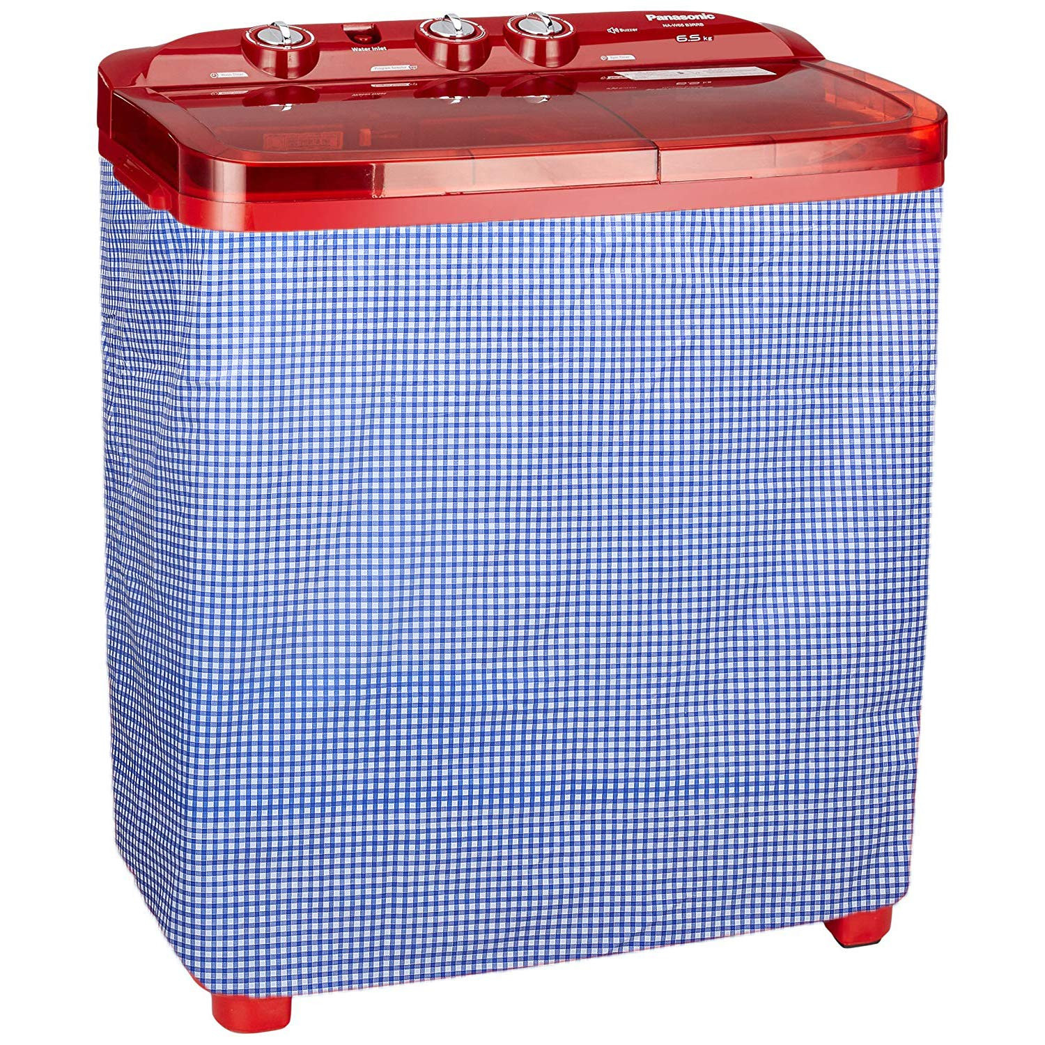 Kuber Industries Checkered Design PVC Top Load Semi Automatic Washing Machine Cover (Sky Blue)-CTKTC14416