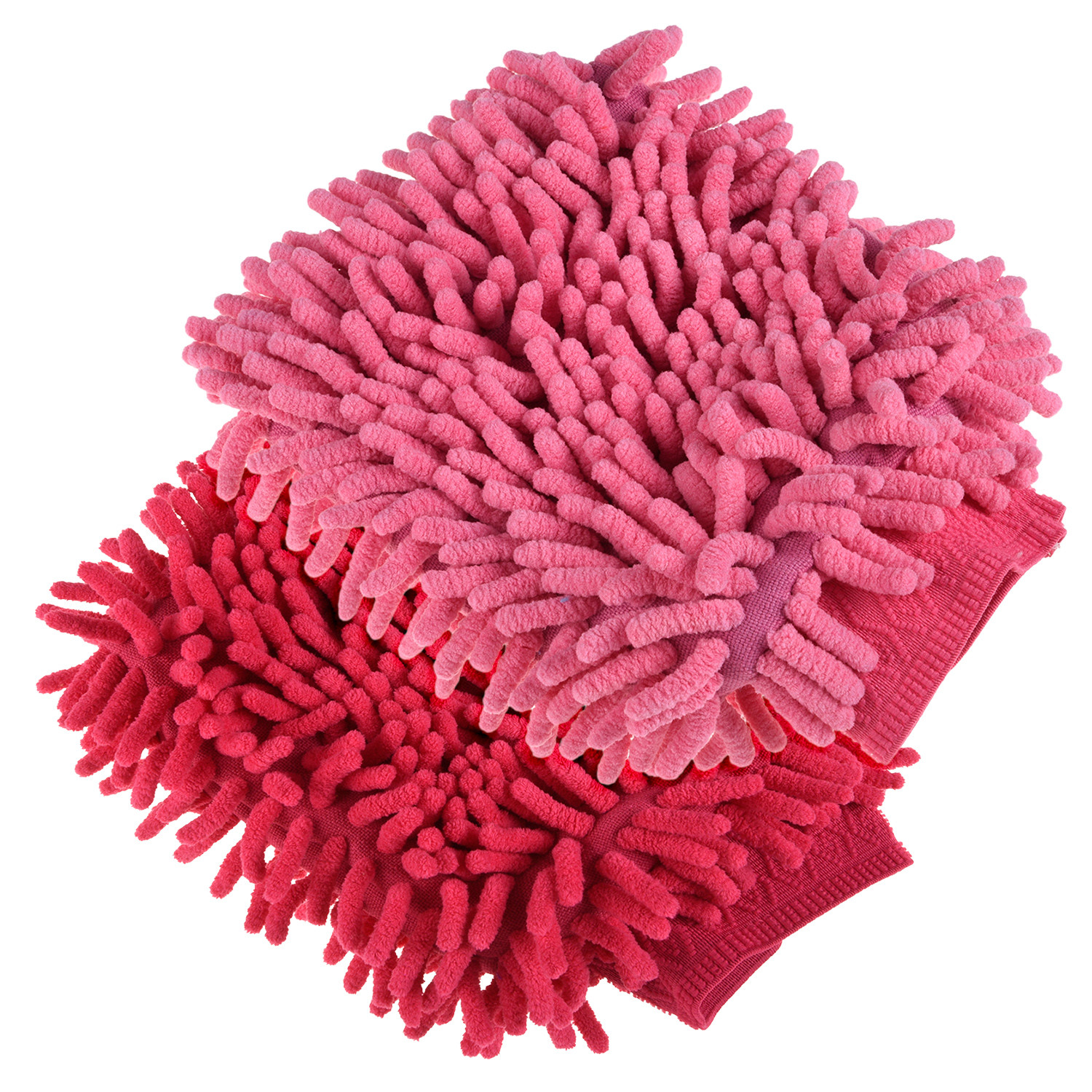 Kuber Industries Chenille Mitts|Microfiber Cleaning Gloves|Inside Waterproof Cloth Gloves|100 Gram Weighted Hand Duster|Chenille Gloves For Car|Glass|Pack of 2 (Pink & Dark Pink)