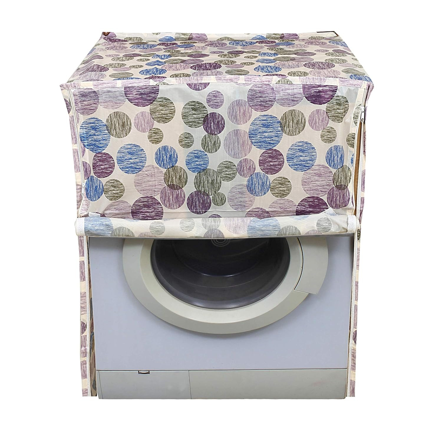Kuber Industries Circle Design PVC Front Load Fully Automatic Washing Machine Cover - Multicolour
