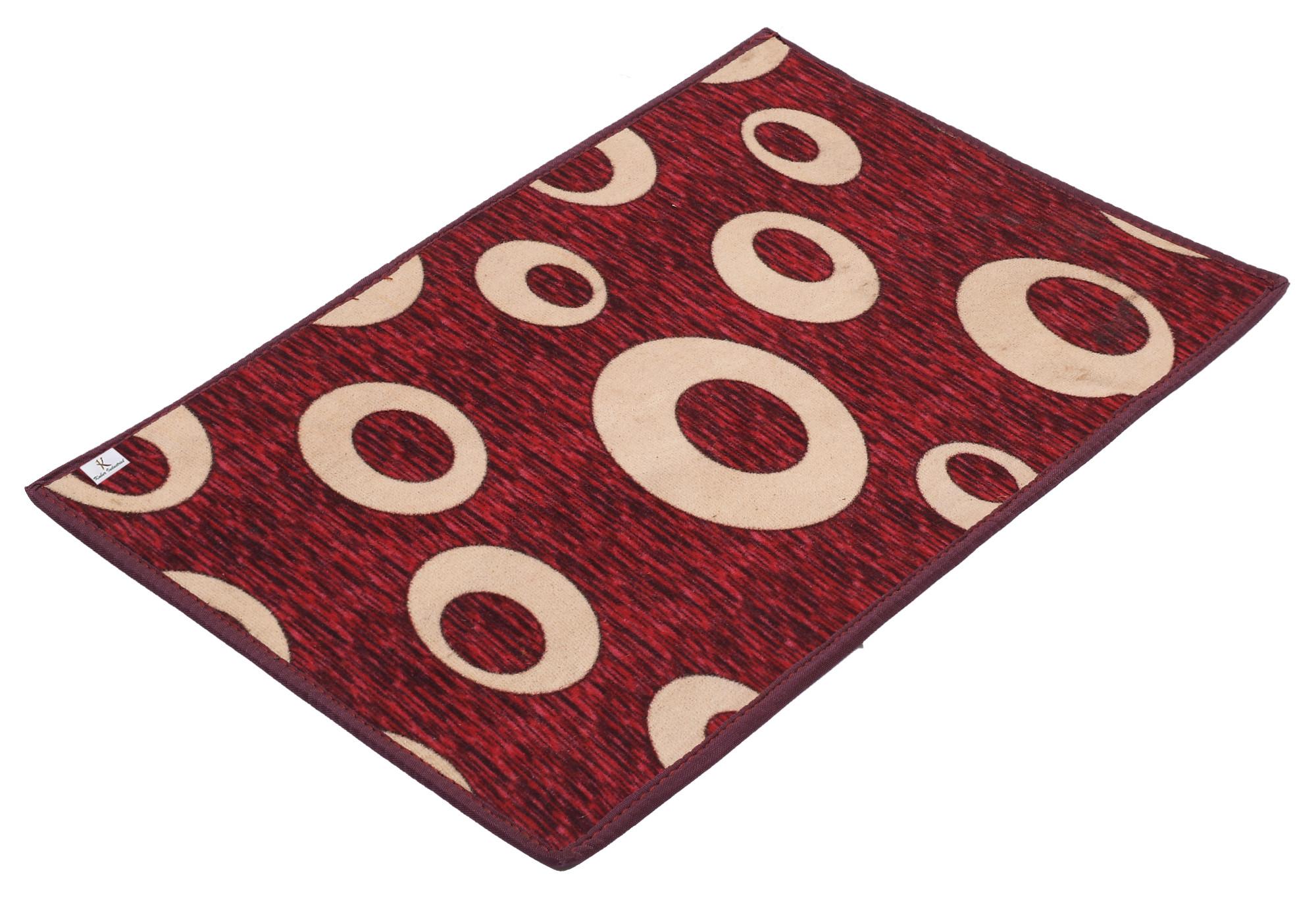 Kuber Industries Circle print Design Durable Microfiber Door Mat, Heavy Duty Doormat, Indoor Outdoor, Easy Clean, Waterproof, Low-Profile Mats for Entry, Patio, Garage (Maroon)-33_S_KUBQMART11456