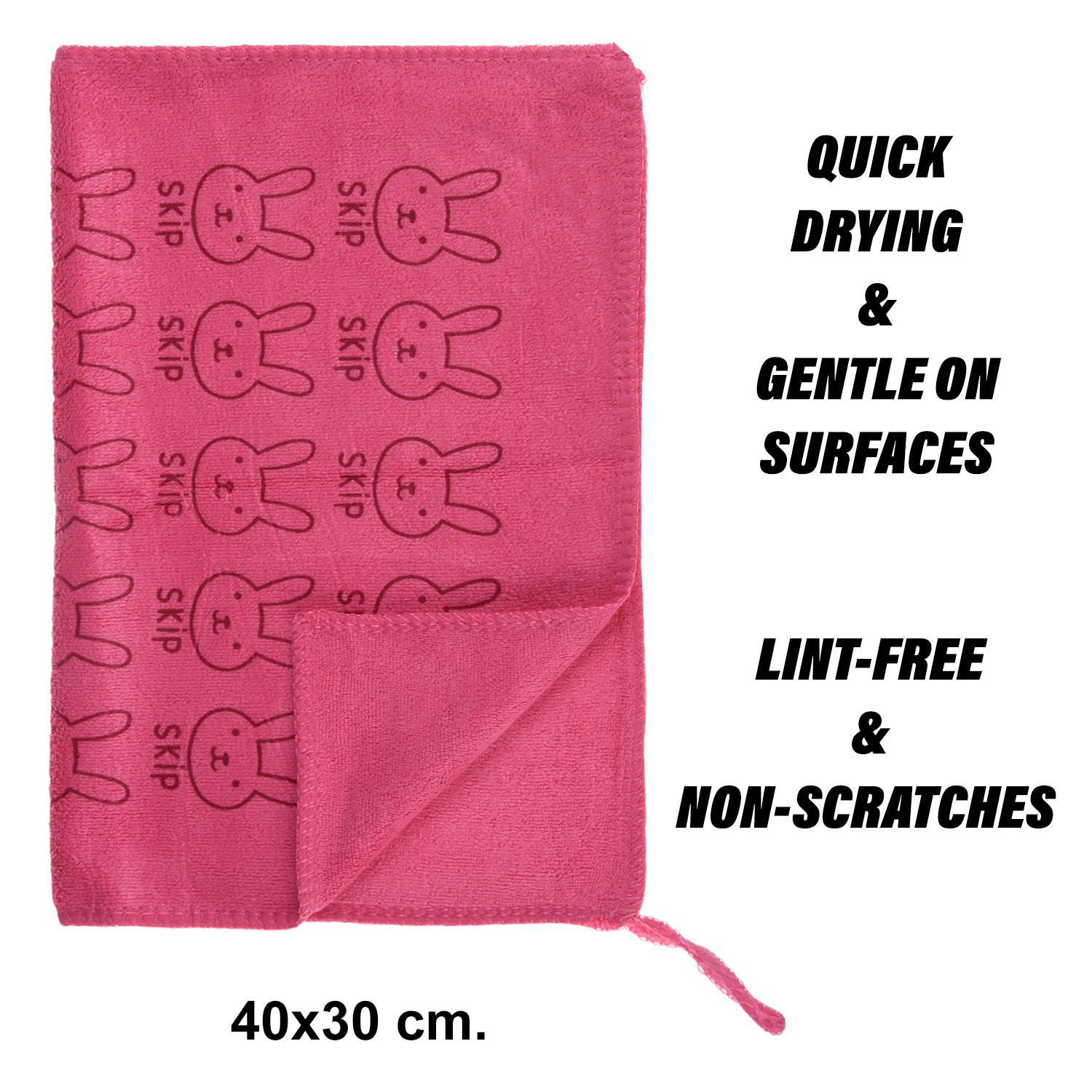 Kuber Industries Cleaning Towel | Reusable Cleaning Towel for Baby | Duster Towel for Home Cleaning | Skip Cleaning Cloth Towel with Hanging Loop | 30x40 |Pink
