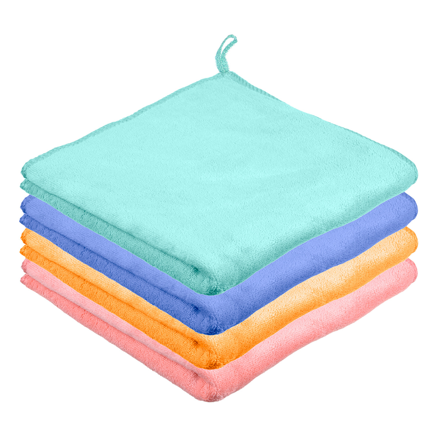 Kuber Industries Cleaning Towel|Microfiber Reusable Cloths|400 GSM Highly Absorbent Towel for Kitchen With Hanging Loop|Car|Window|40x40 Cm (Multicolor)