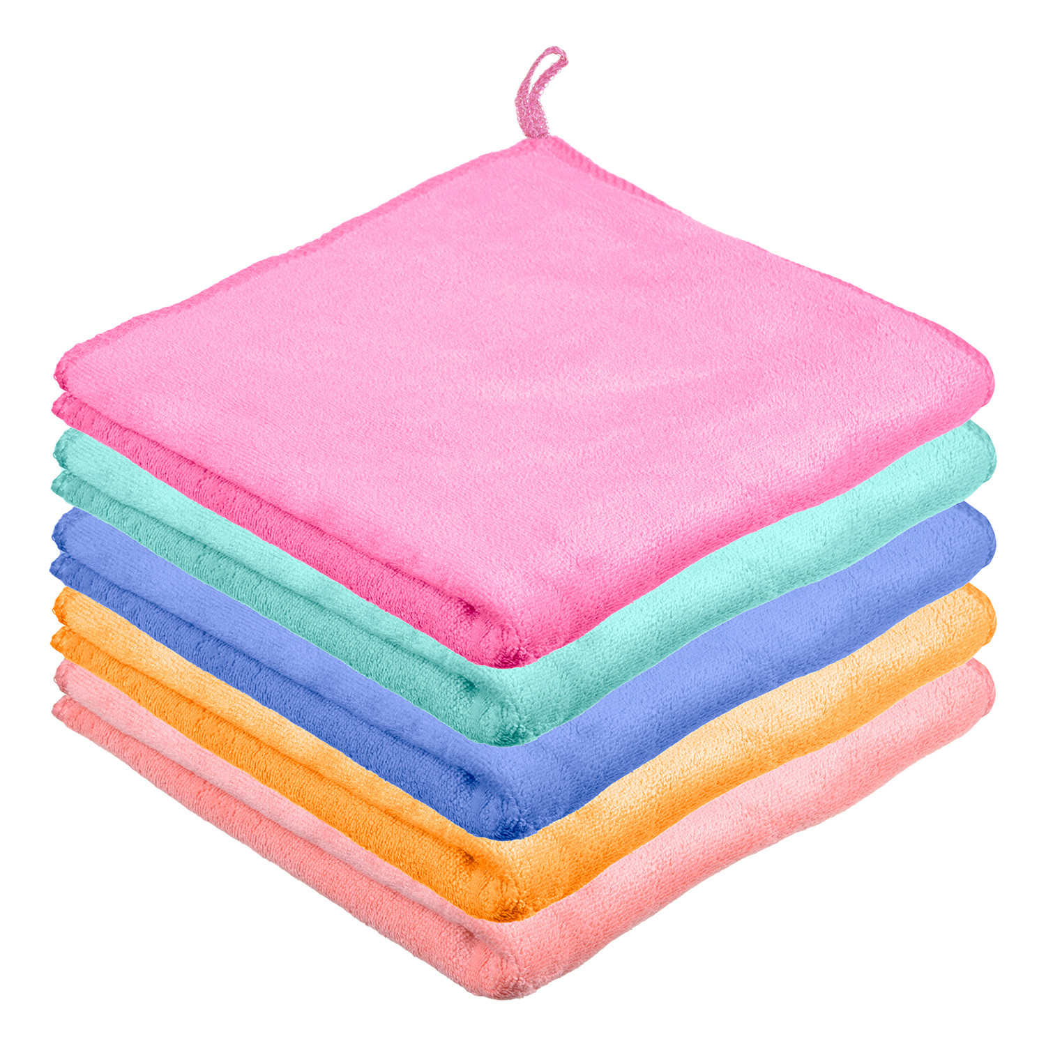 Kuber Industries Cleaning Towel|Microfiber Reusable Cloths|400 GSM Highly Absorbent Towel for Kitchen With Hanging Loop|Car|Window|40x40 Cm (Multicolor)