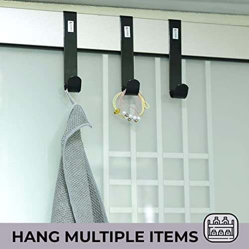 Kuber Industries Cloth Hanger|Wall Mounted Towel Hanger|Multipurpose Cloth & Towel Holder|Iron Spray Material|Easy Installation|Interchangeable Over The Door Hook|ZT-3042(B)|Pack of 3|Black